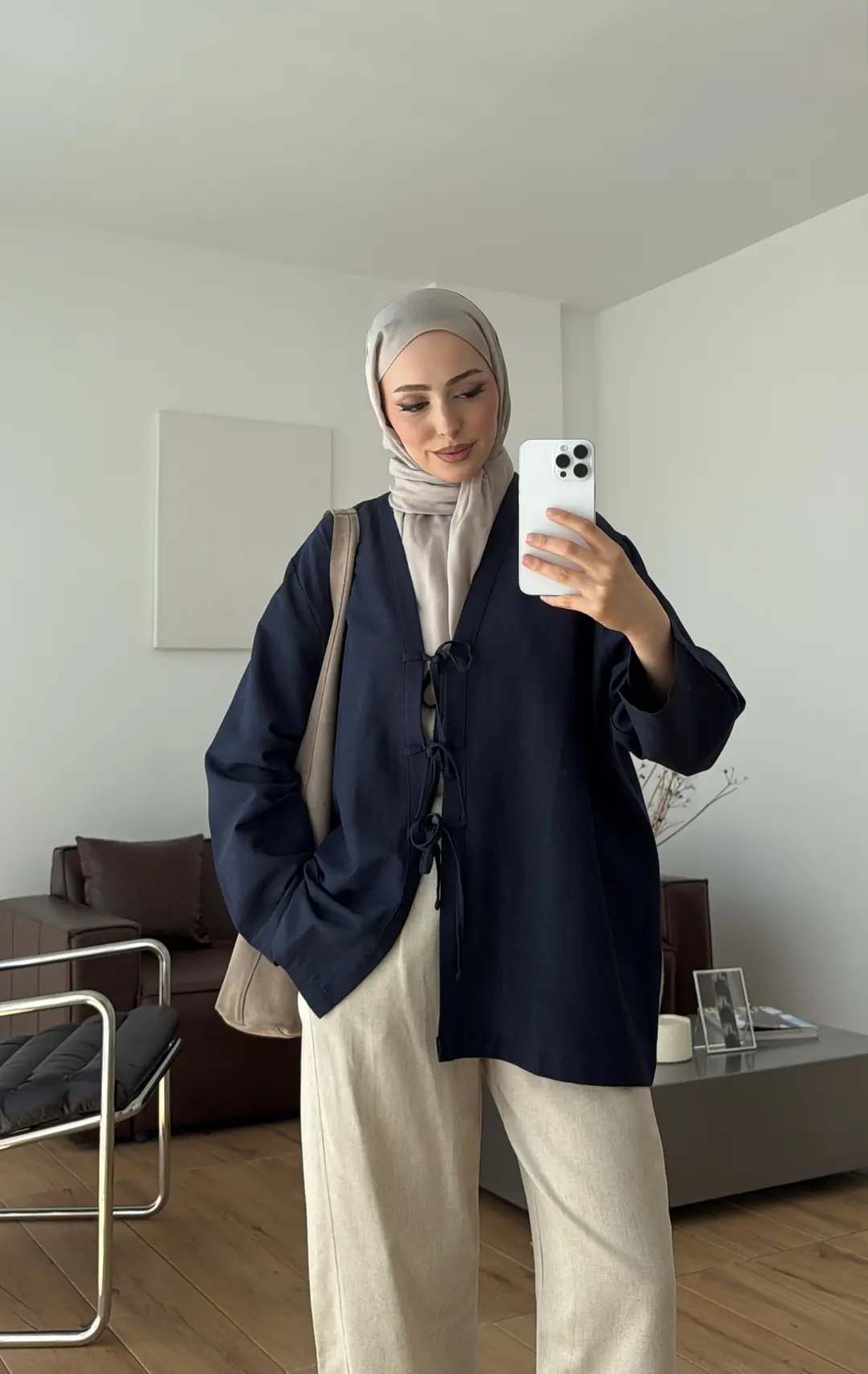 Üç Bağlamalı Kimono Lacivert