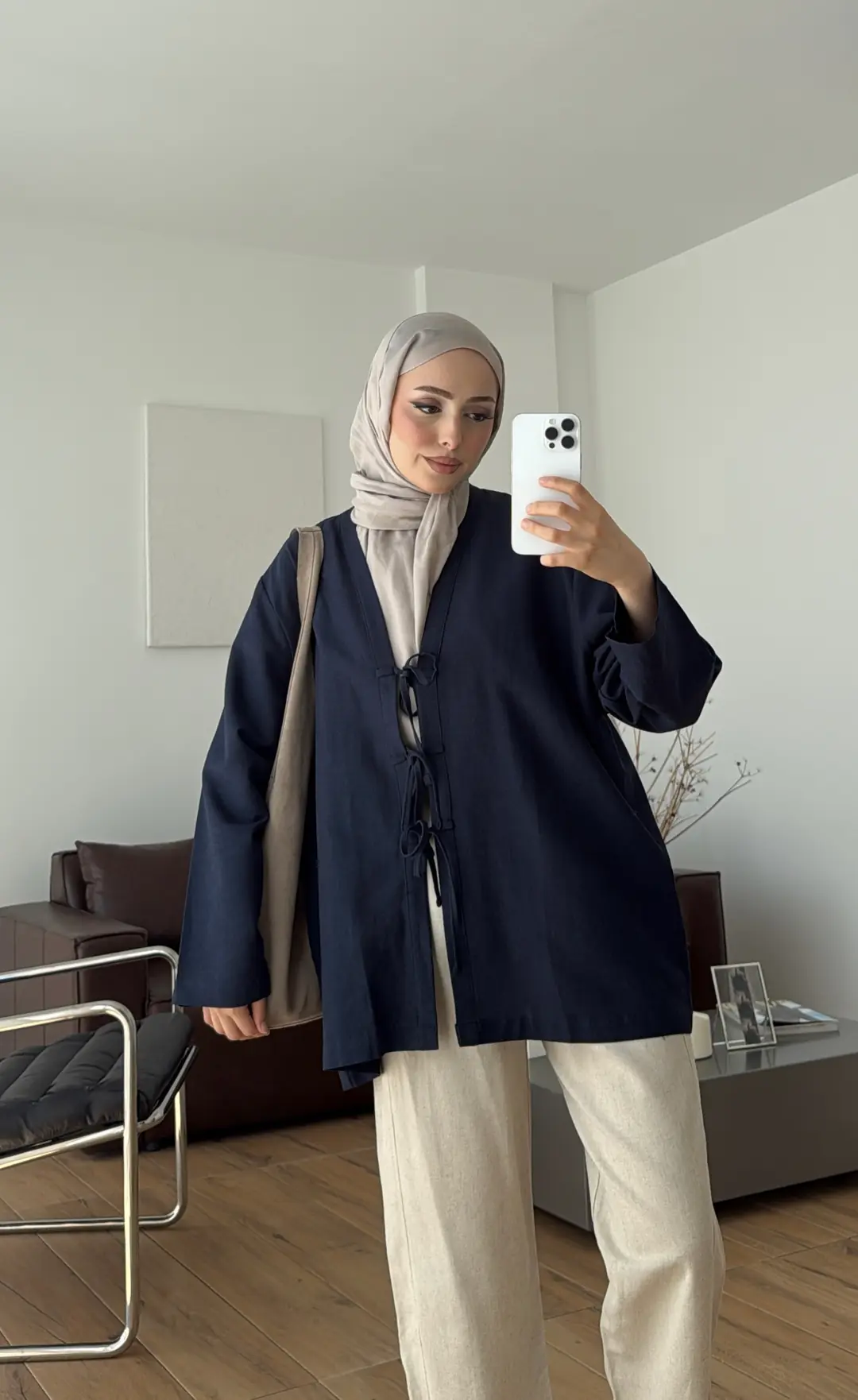 Üç Bağlamalı Kimono Lacivert