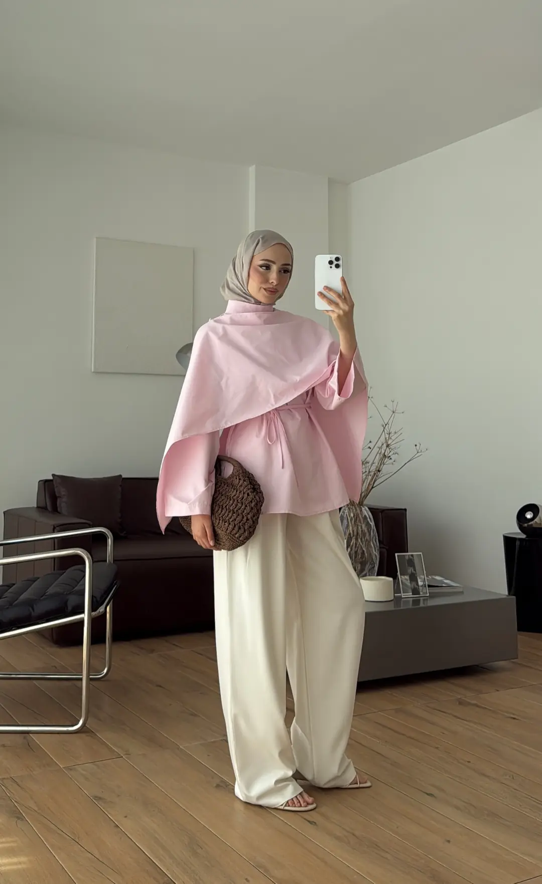 Seyyar Şallı Poplin Gömlek Pembe