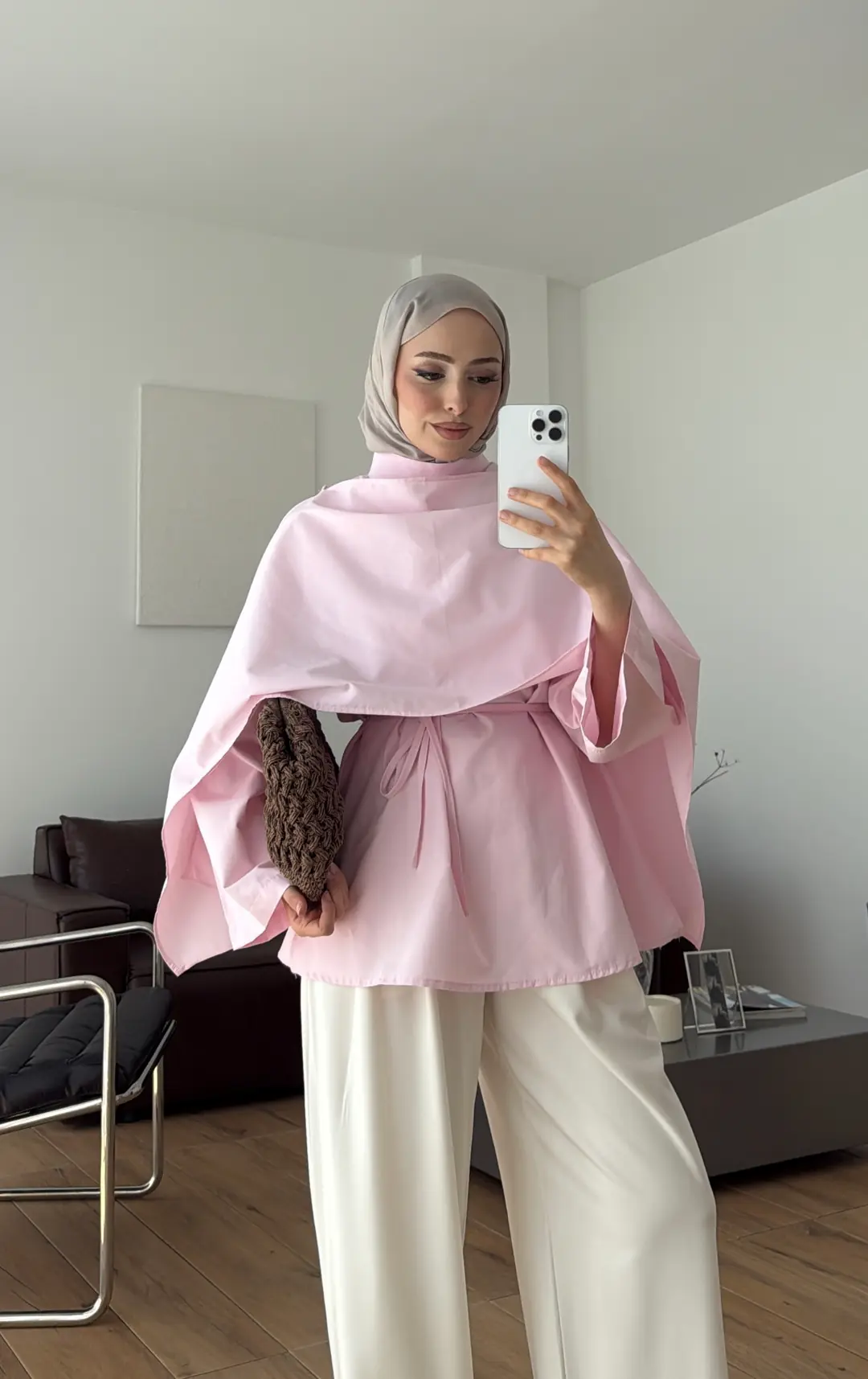 Seyyar Şallı Poplin Gömlek Pembe