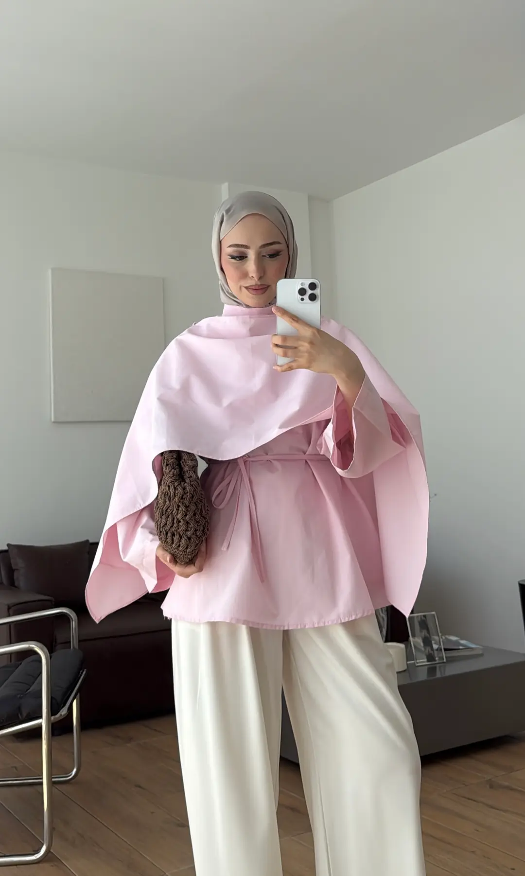 Seyyar Şallı Poplin Gömlek Pembe