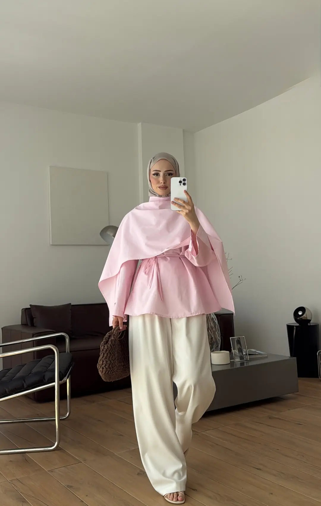 Seyyar Şallı Poplin Gömlek Pembe