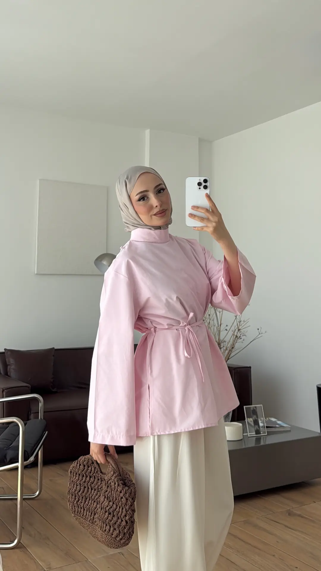 Seyyar Şallı Poplin Gömlek Pembe