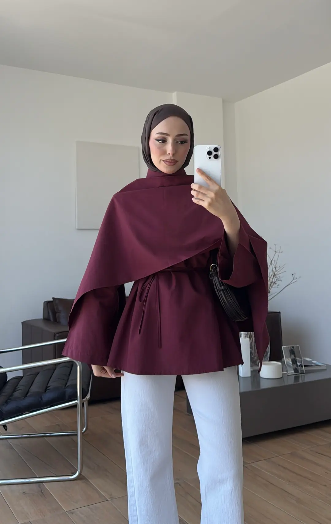 Seyyar Şallı Poplin Gömlek Bordo