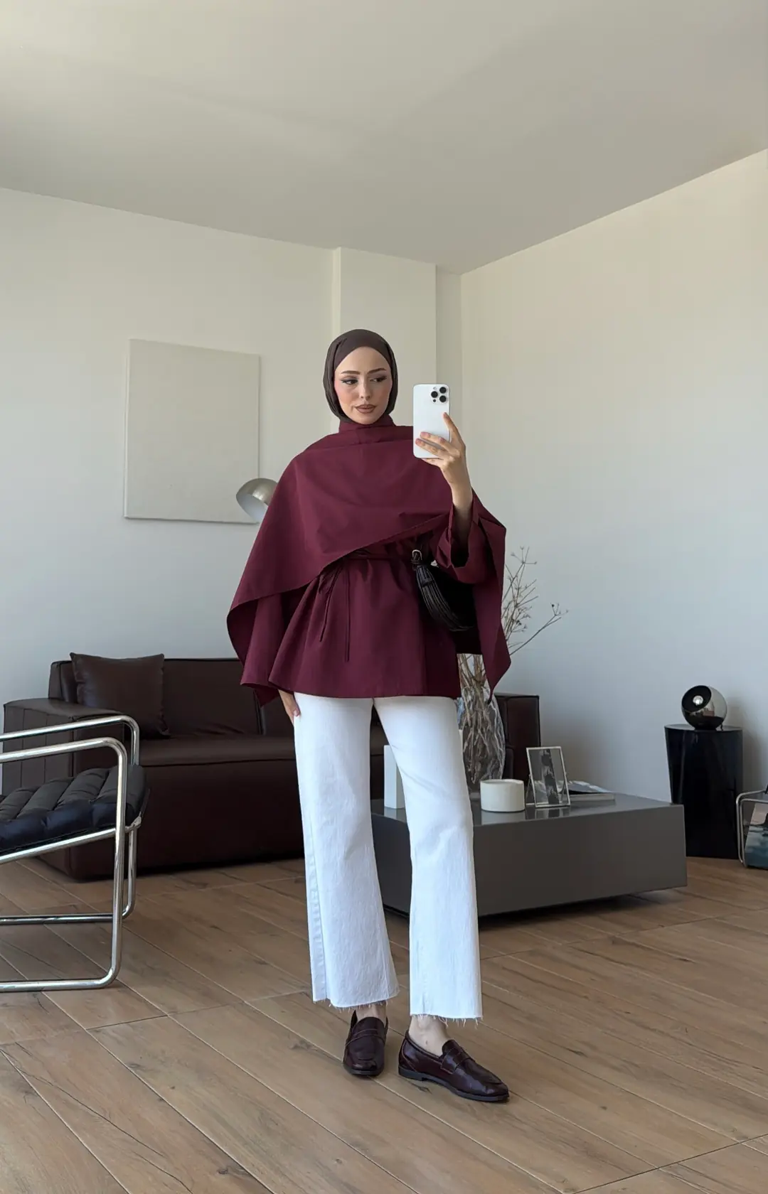 Seyyar Şallı Poplin Gömlek Bordo