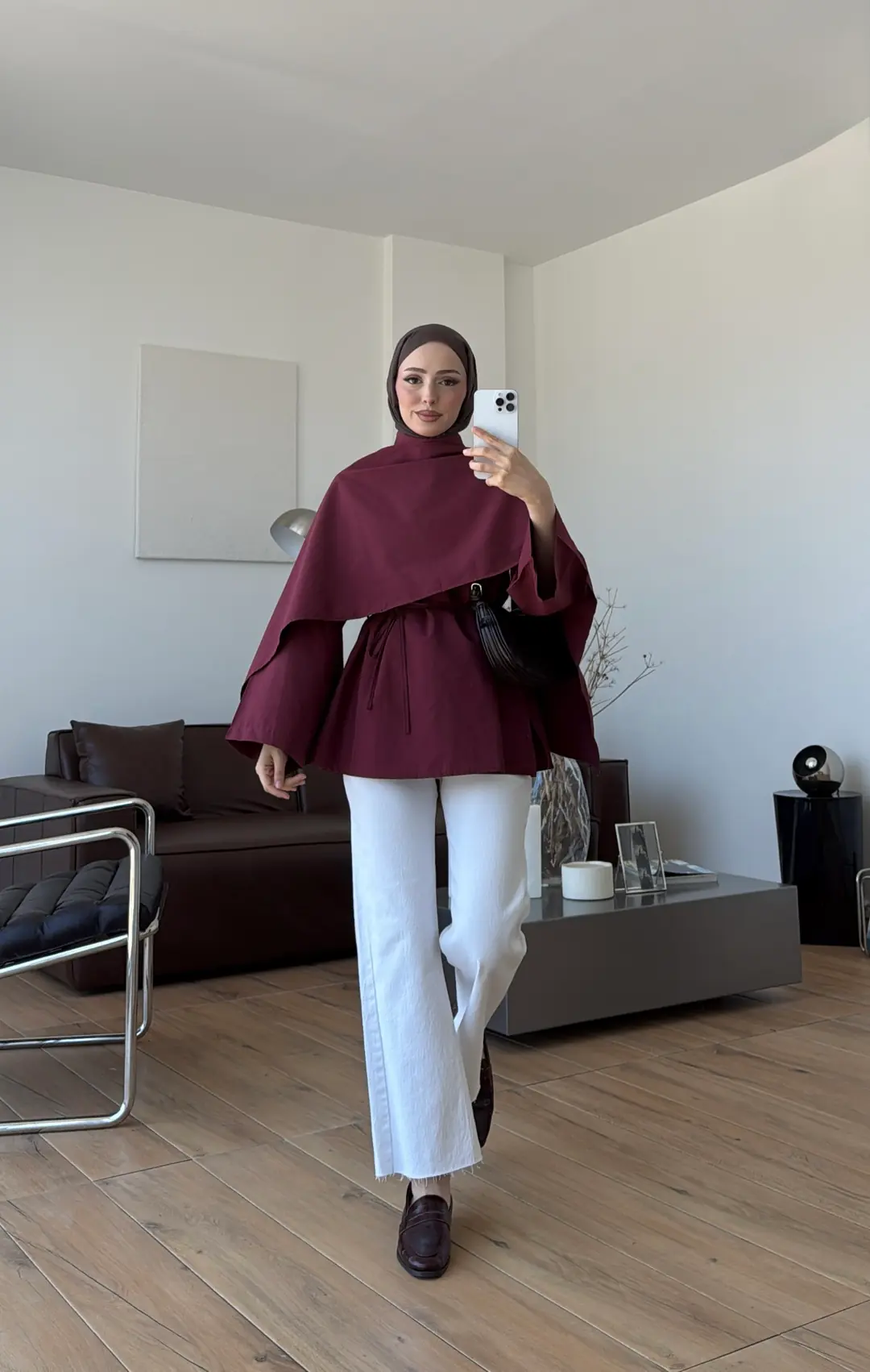 Seyyar Şallı Poplin Gömlek Bordo