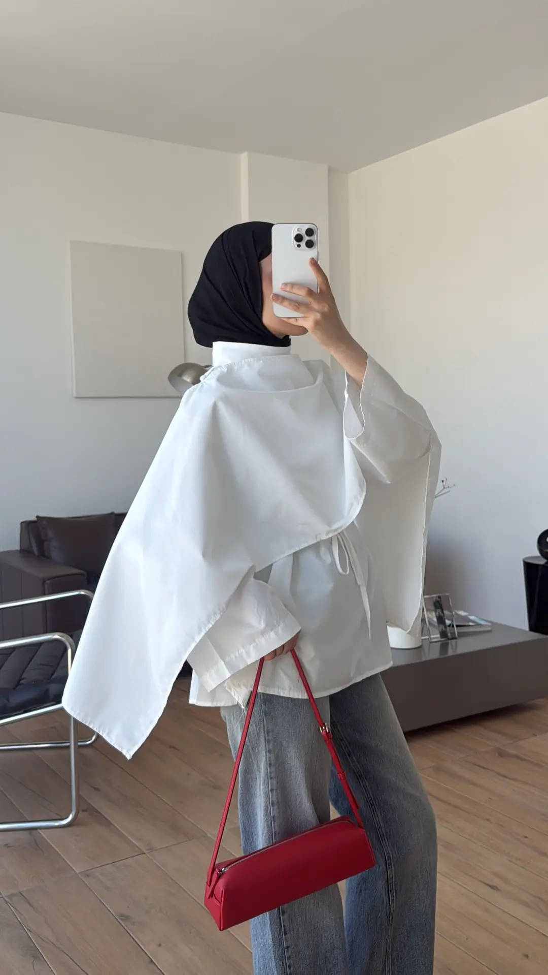 Seyyar Şallı Poplin Gömlek Beyaz