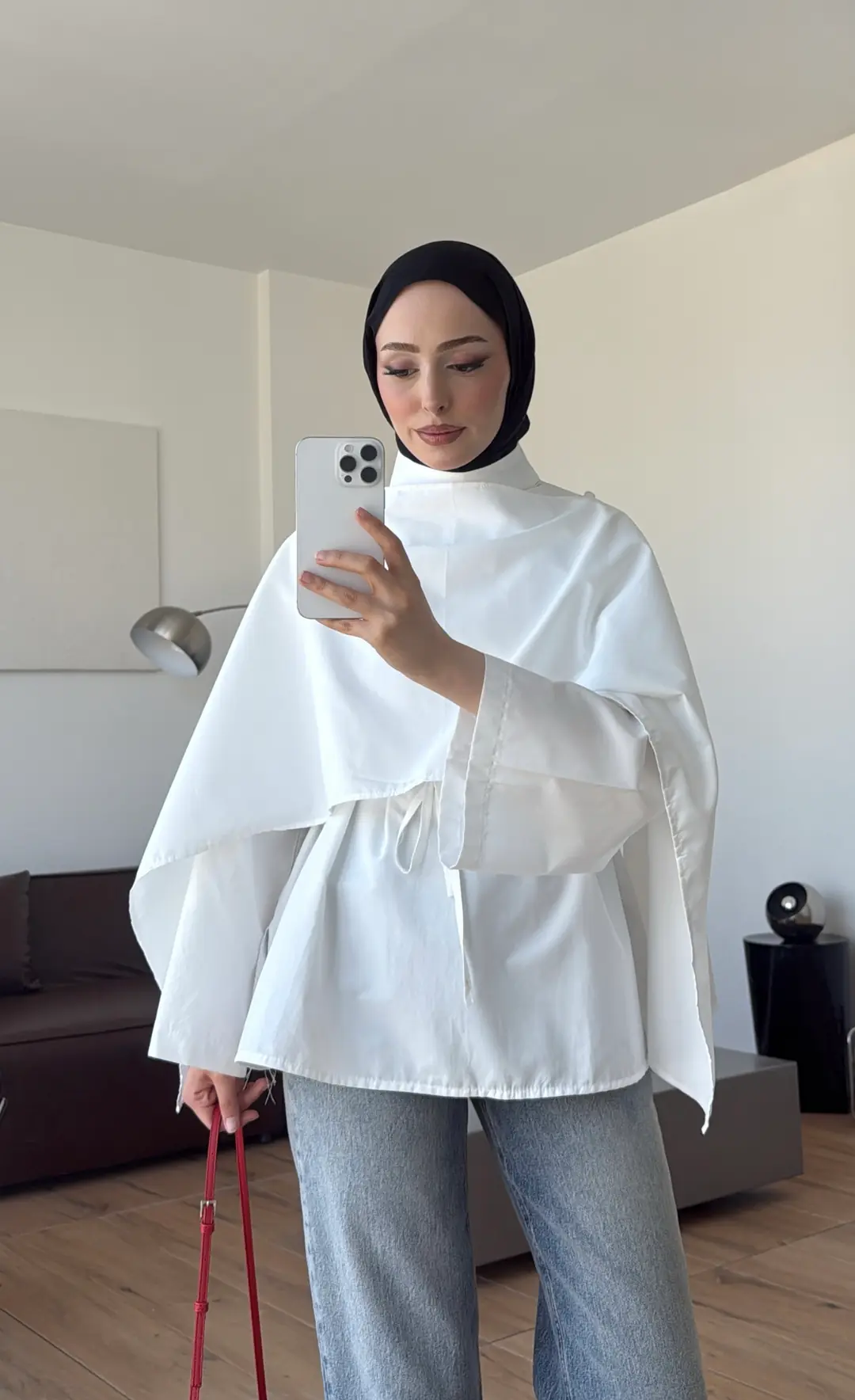 Seyyar Şallı Poplin Gömlek Beyaz