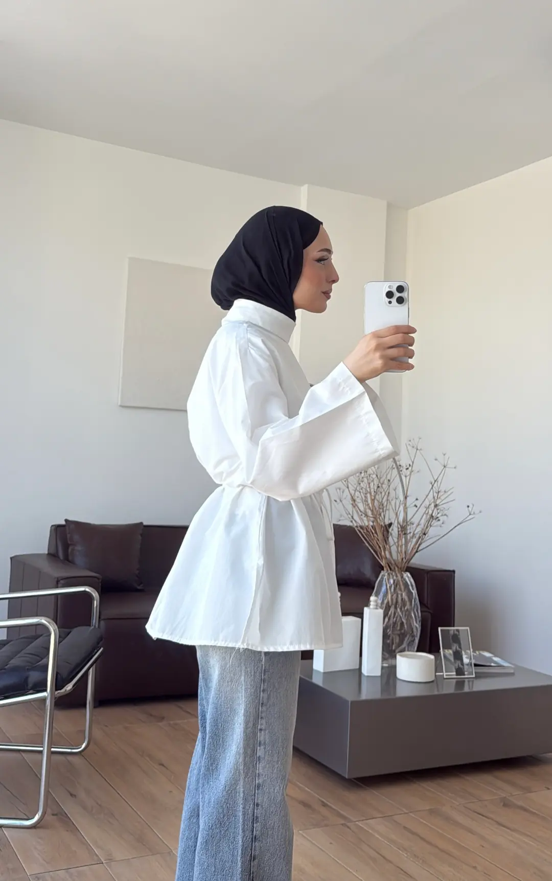 Seyyar Şallı Poplin Gömlek Beyaz