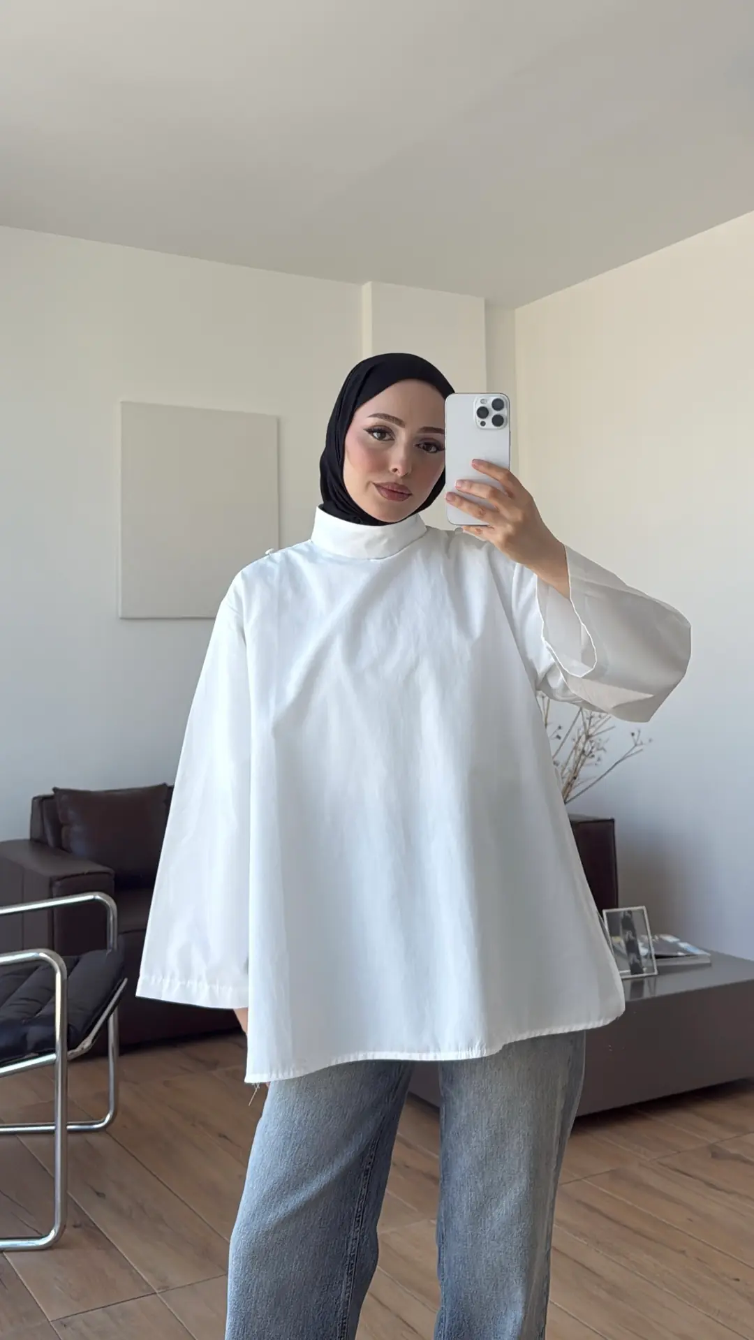 Seyyar Şallı Poplin Gömlek Beyaz