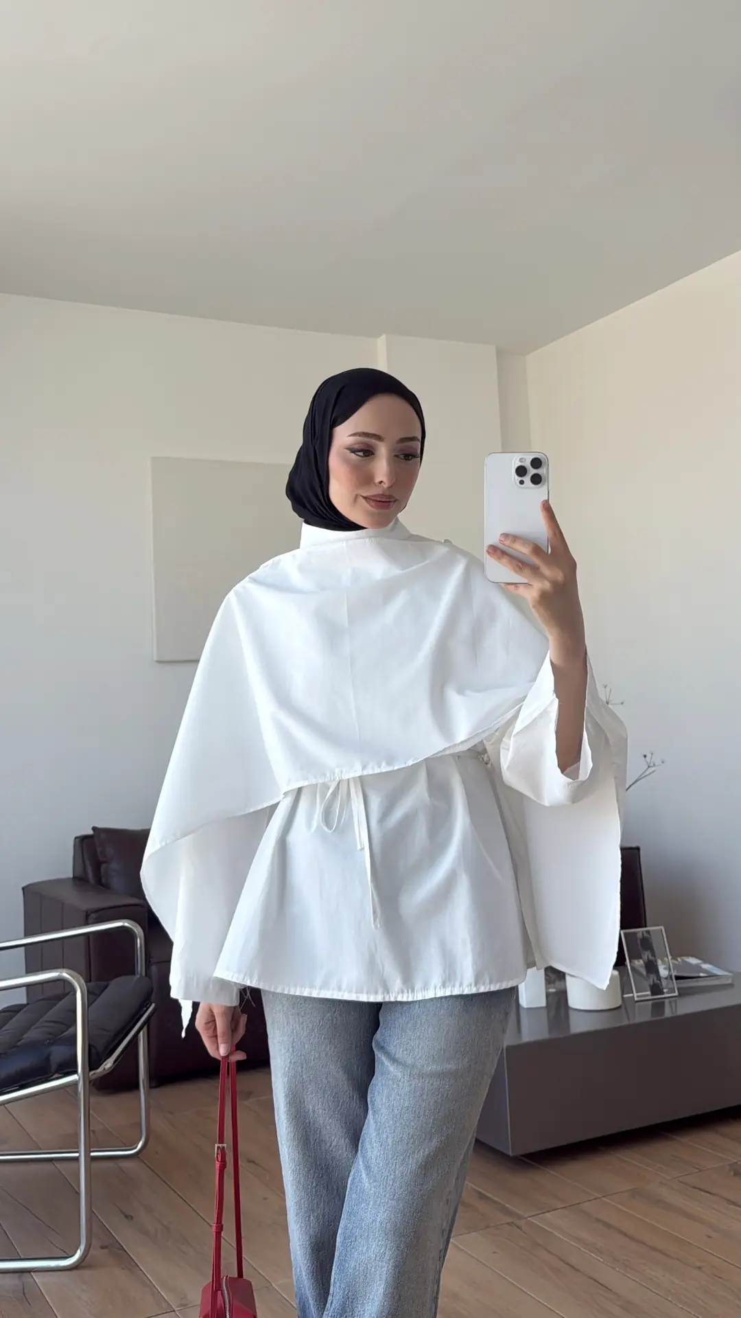 Seyyar Şallı Poplin Gömlek Beyaz