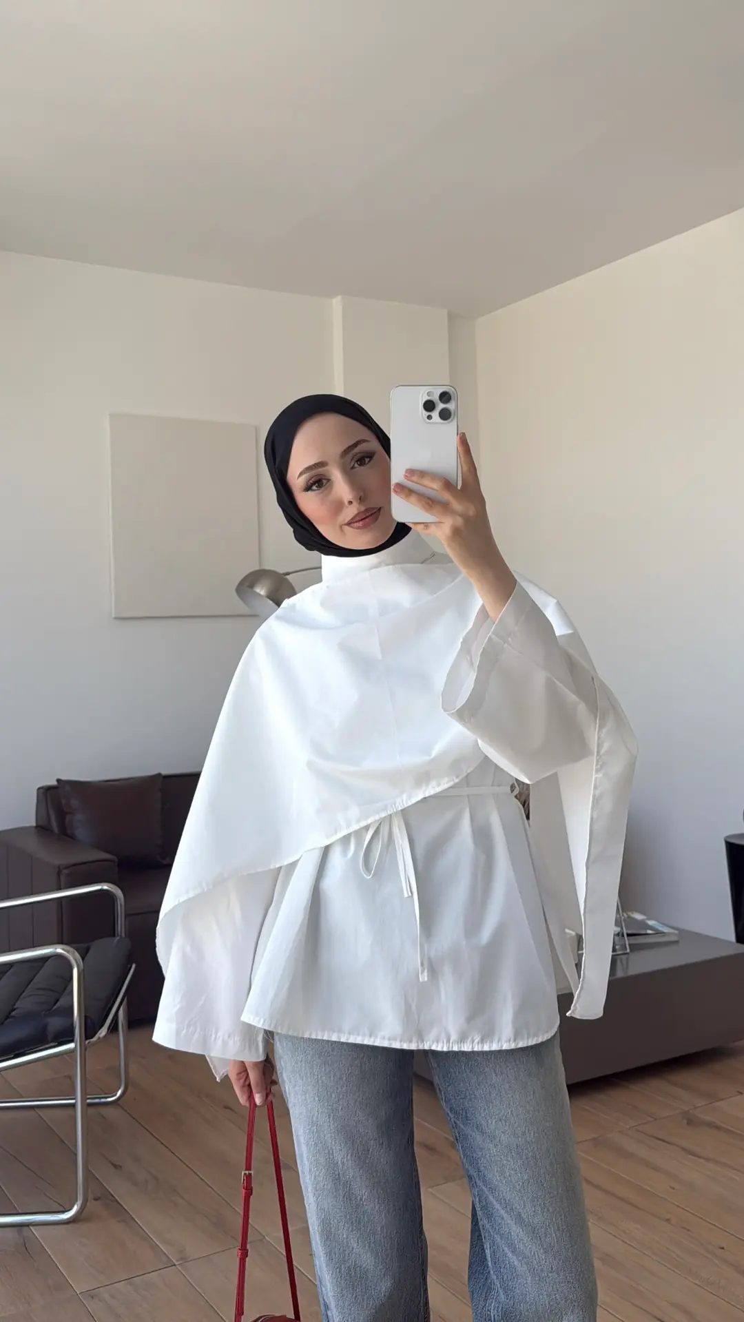 Seyyar Şallı Poplin Gömlek Beyaz