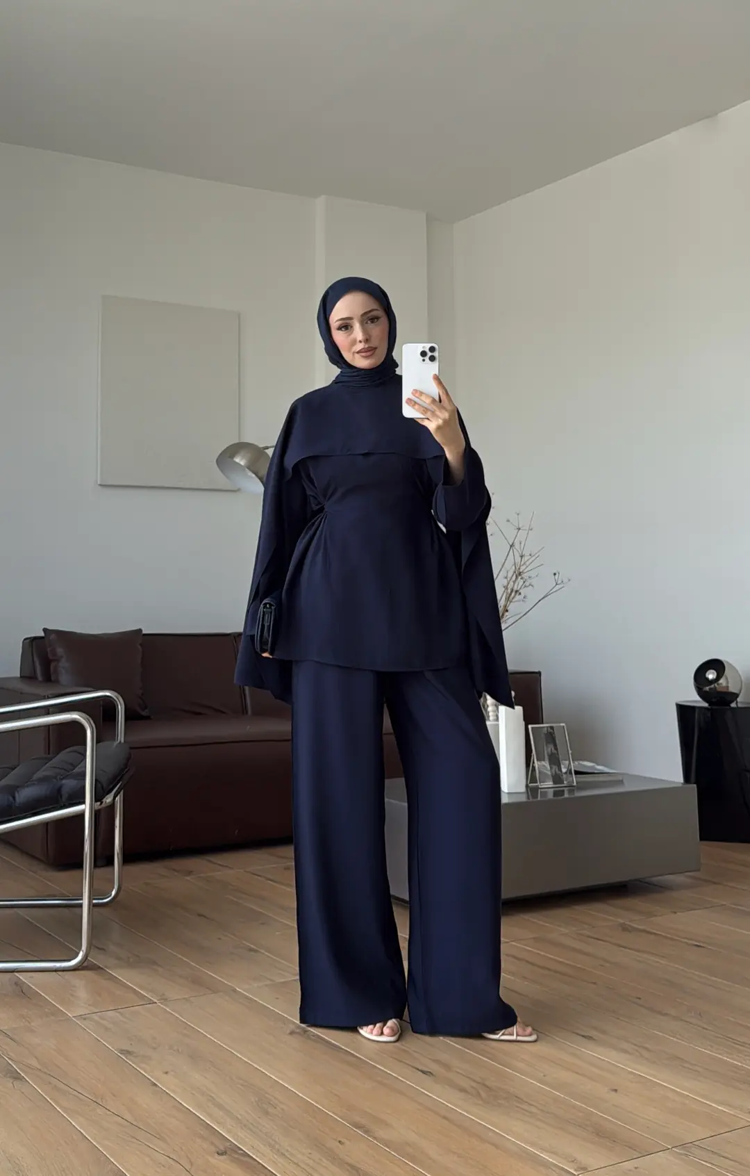 Seyyar Pelerin Detay 3'lü Takım Lacivert 