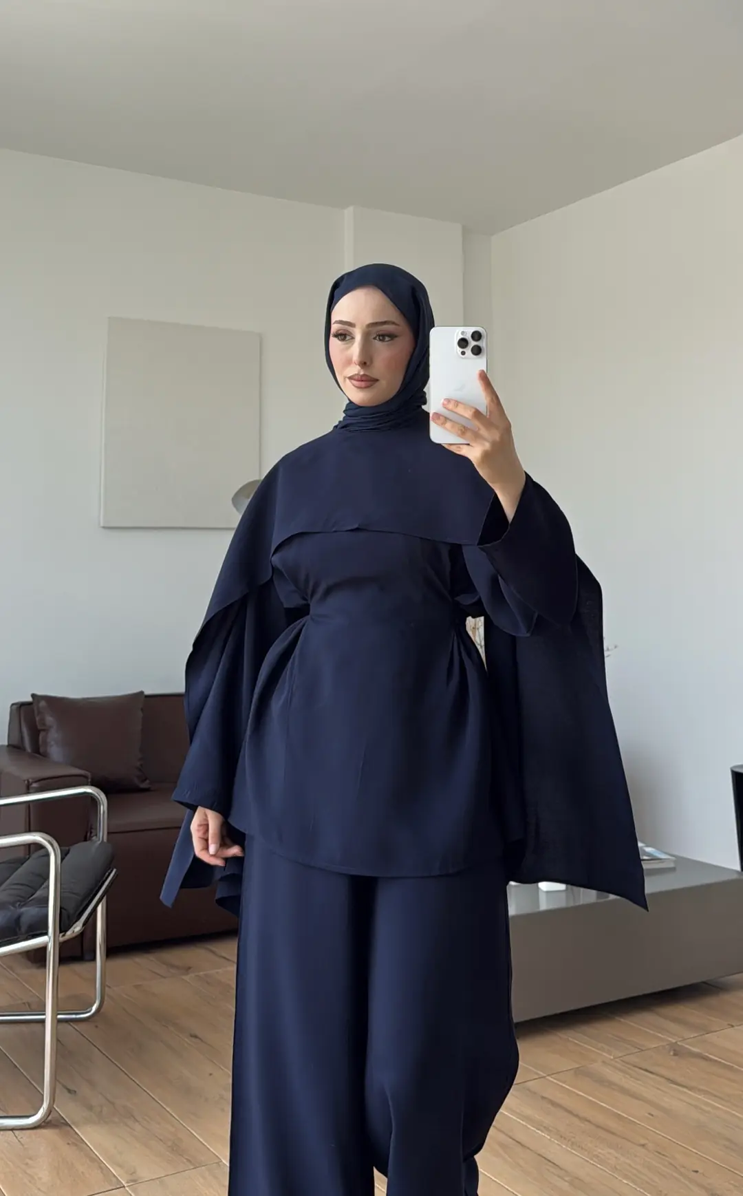 Seyyar Pelerin Detay 3'lü Takım Lacivert