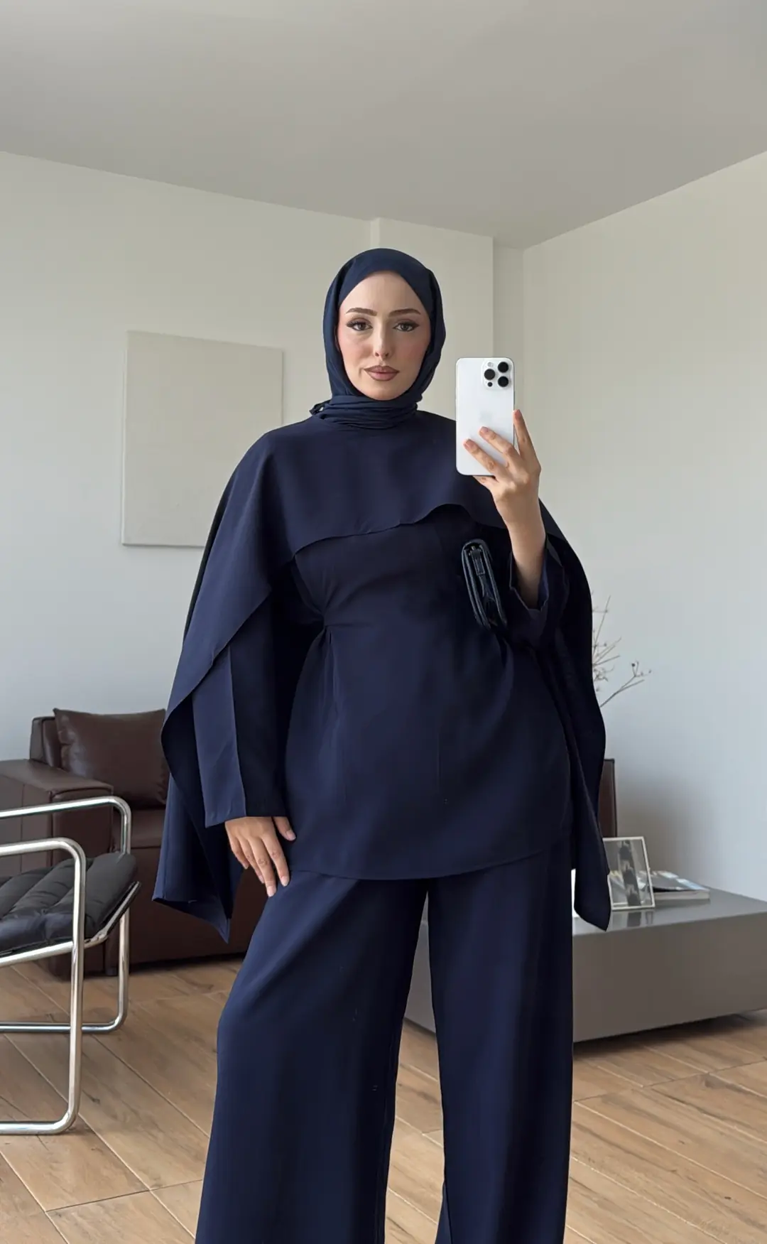 Seyyar Pelerin Detay 3'lü Takım Lacivert