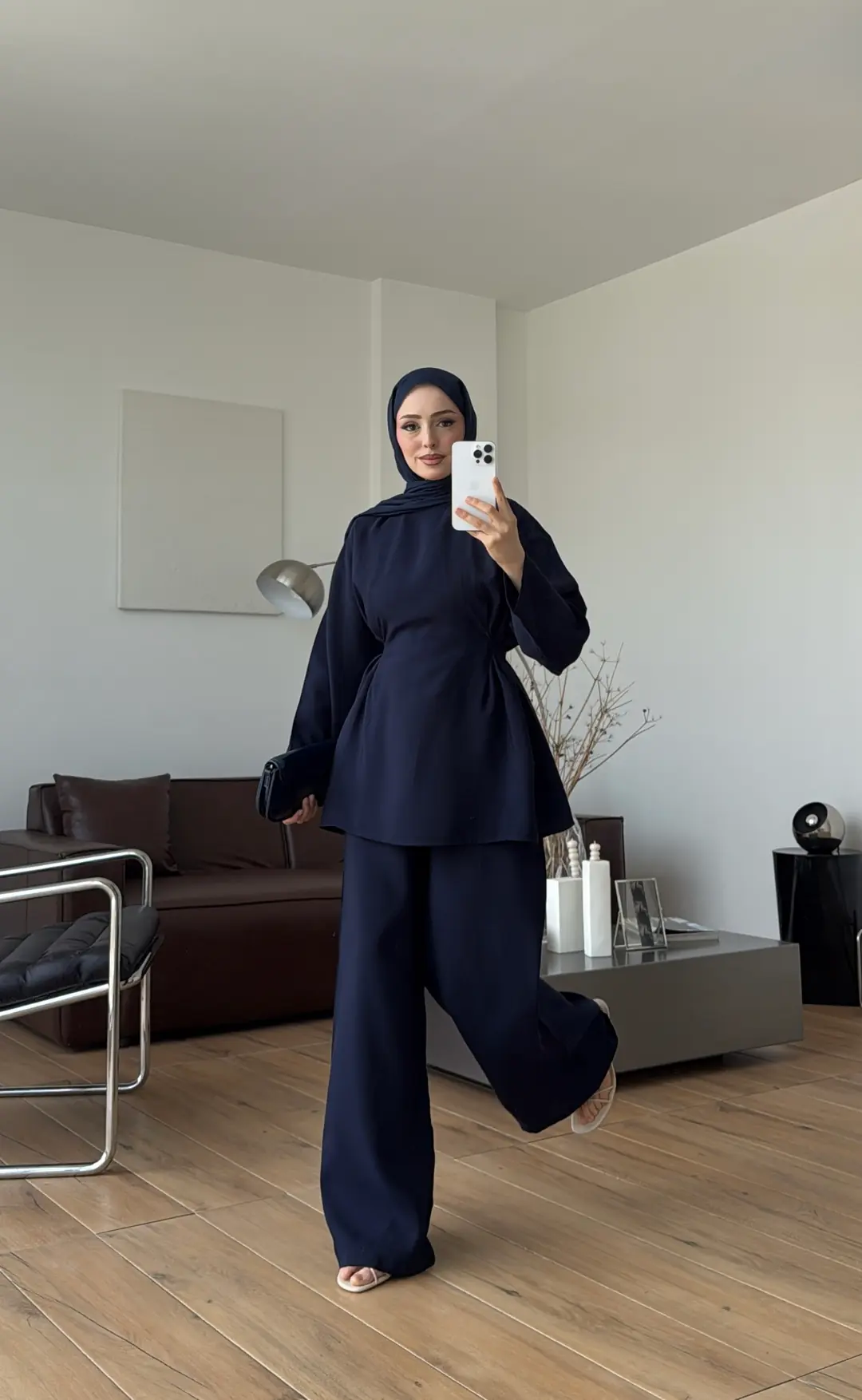 Seyyar Pelerin Detay 3'lü Takım Lacivert