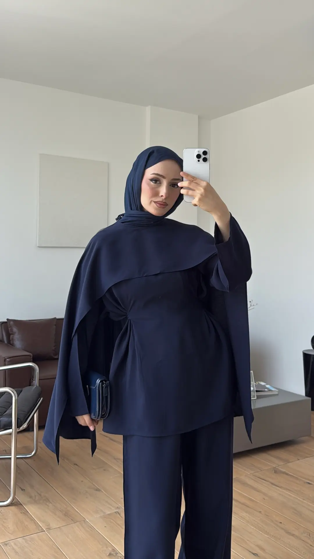 Seyyar Pelerin Detay 3'lü Takım Lacivert