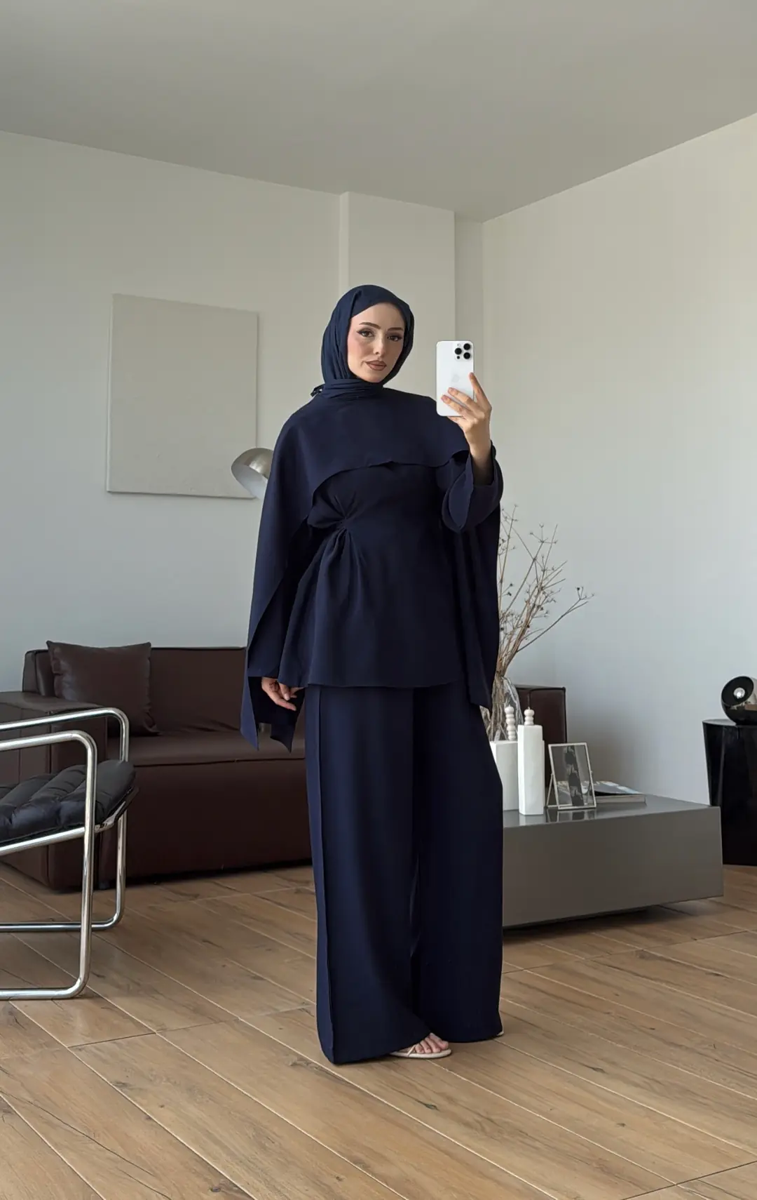 Seyyar Pelerin Detay 3'lü Takım Lacivert