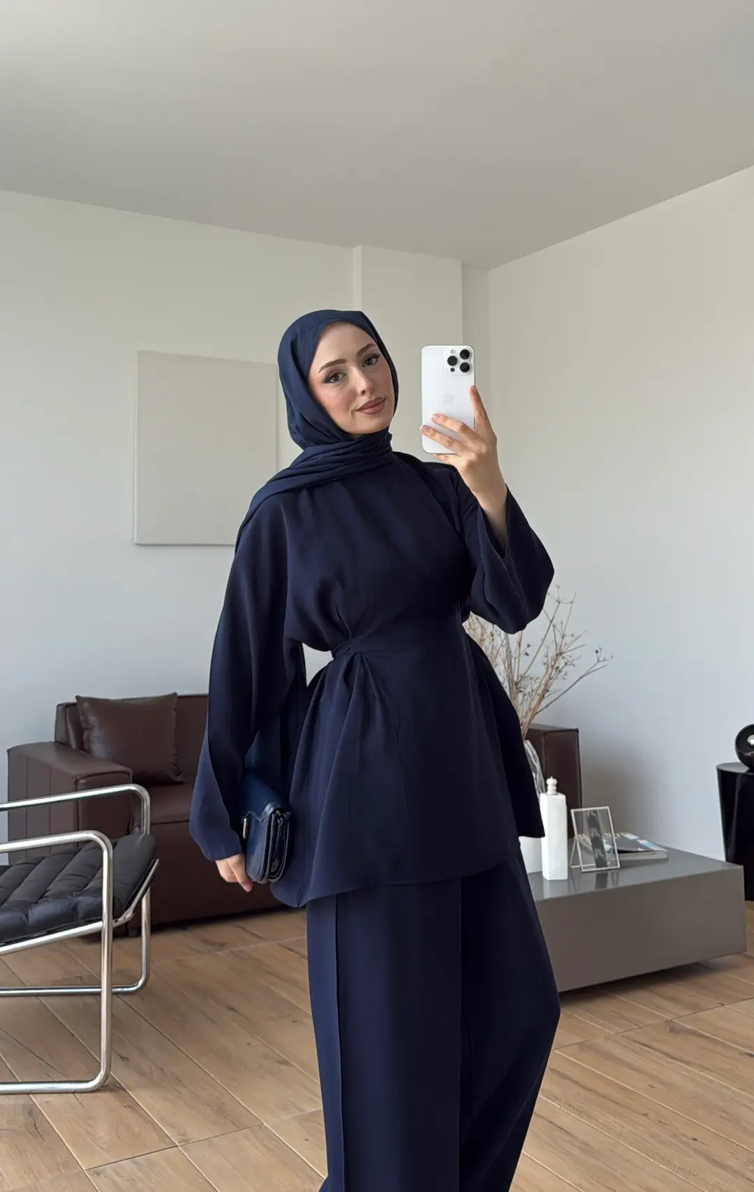 Seyyar Pelerin Detay 3'lü Takım Lacivert