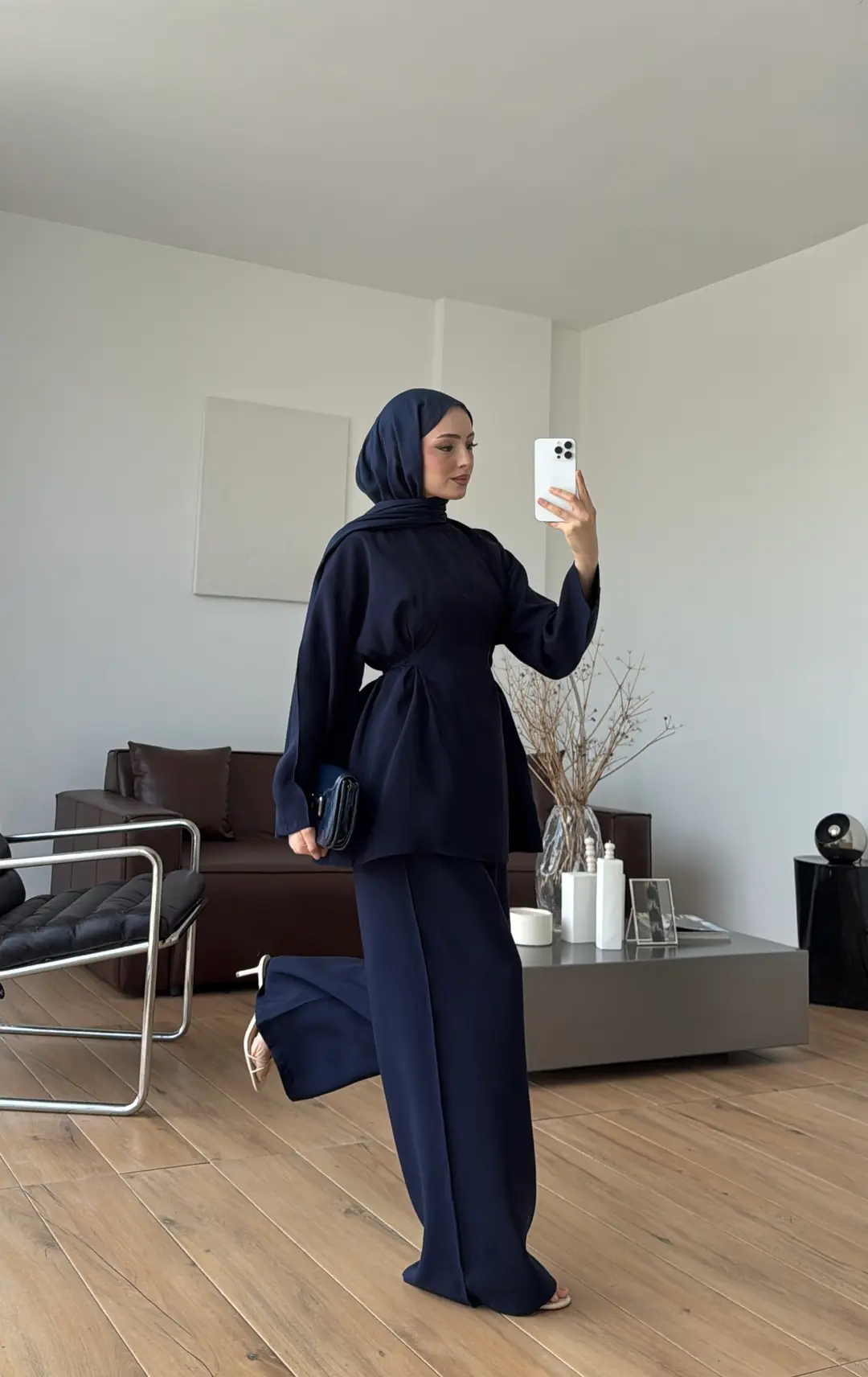 Seyyar Pelerin Detay 3'lü Takım Lacivert
