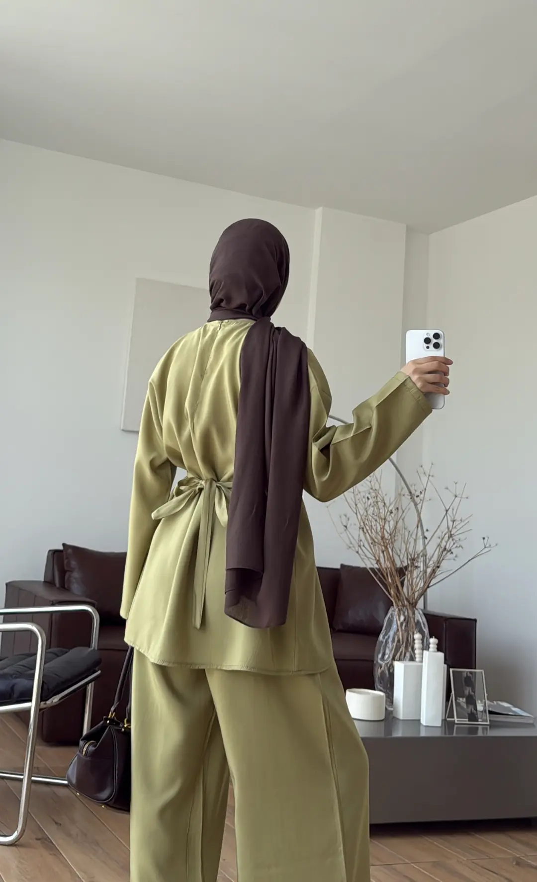 Seyyar Pelerin Detay 3'lü Takım Yağ Yeşili
