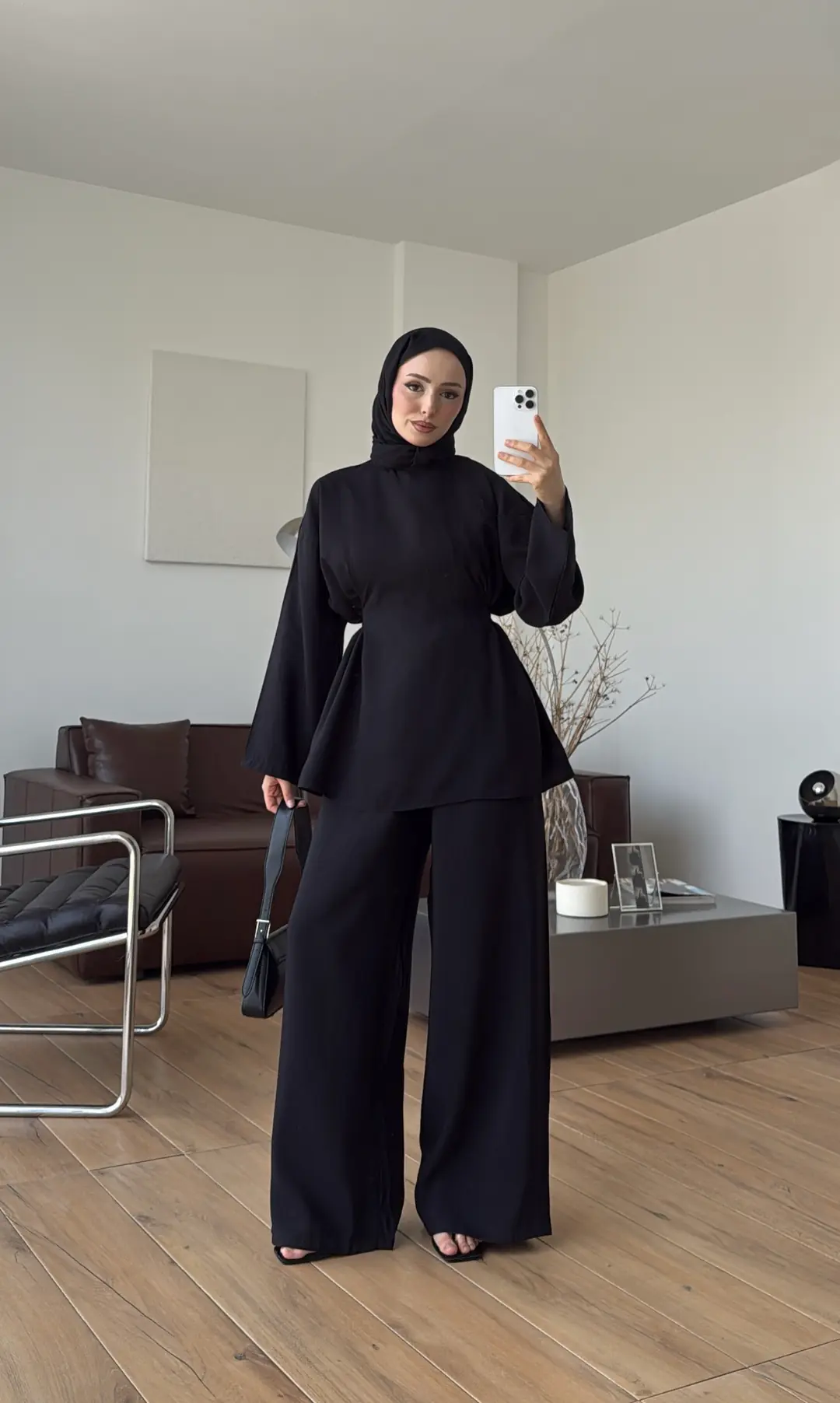 Seyyar Pelerin Detay 3'lü Takım Siyah