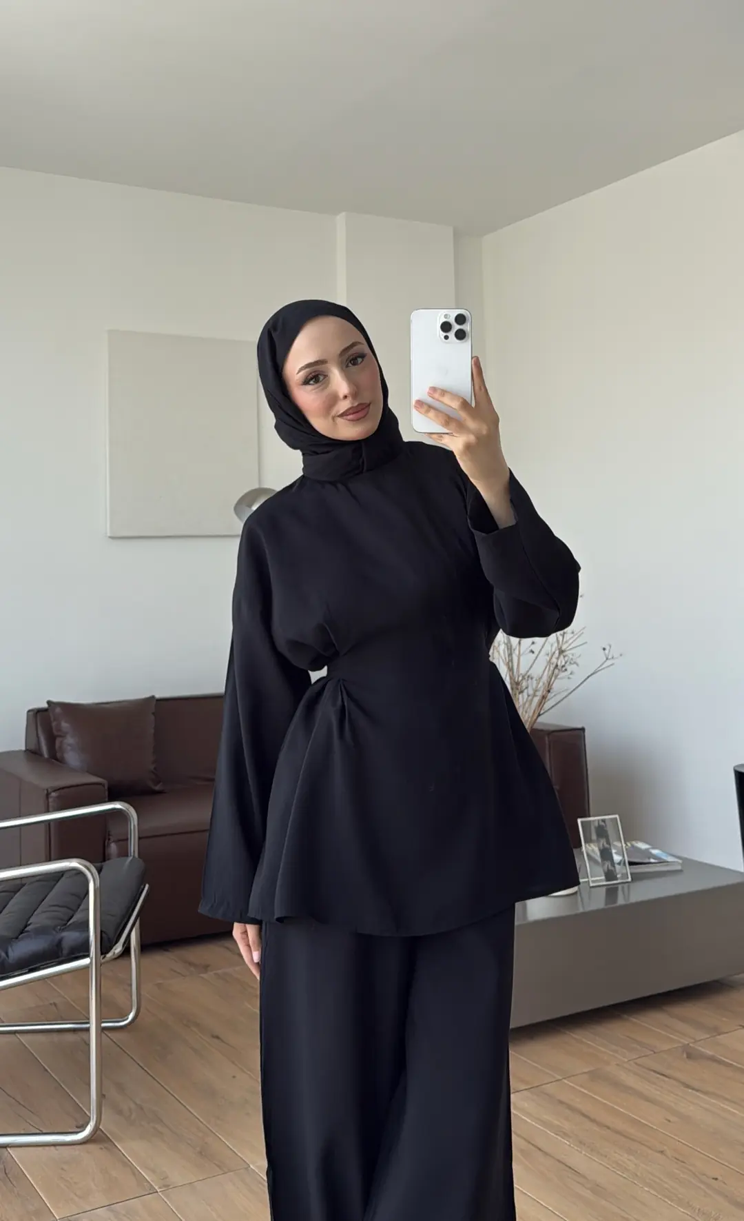 Seyyar Pelerin Detay 3'lü Takım Siyah