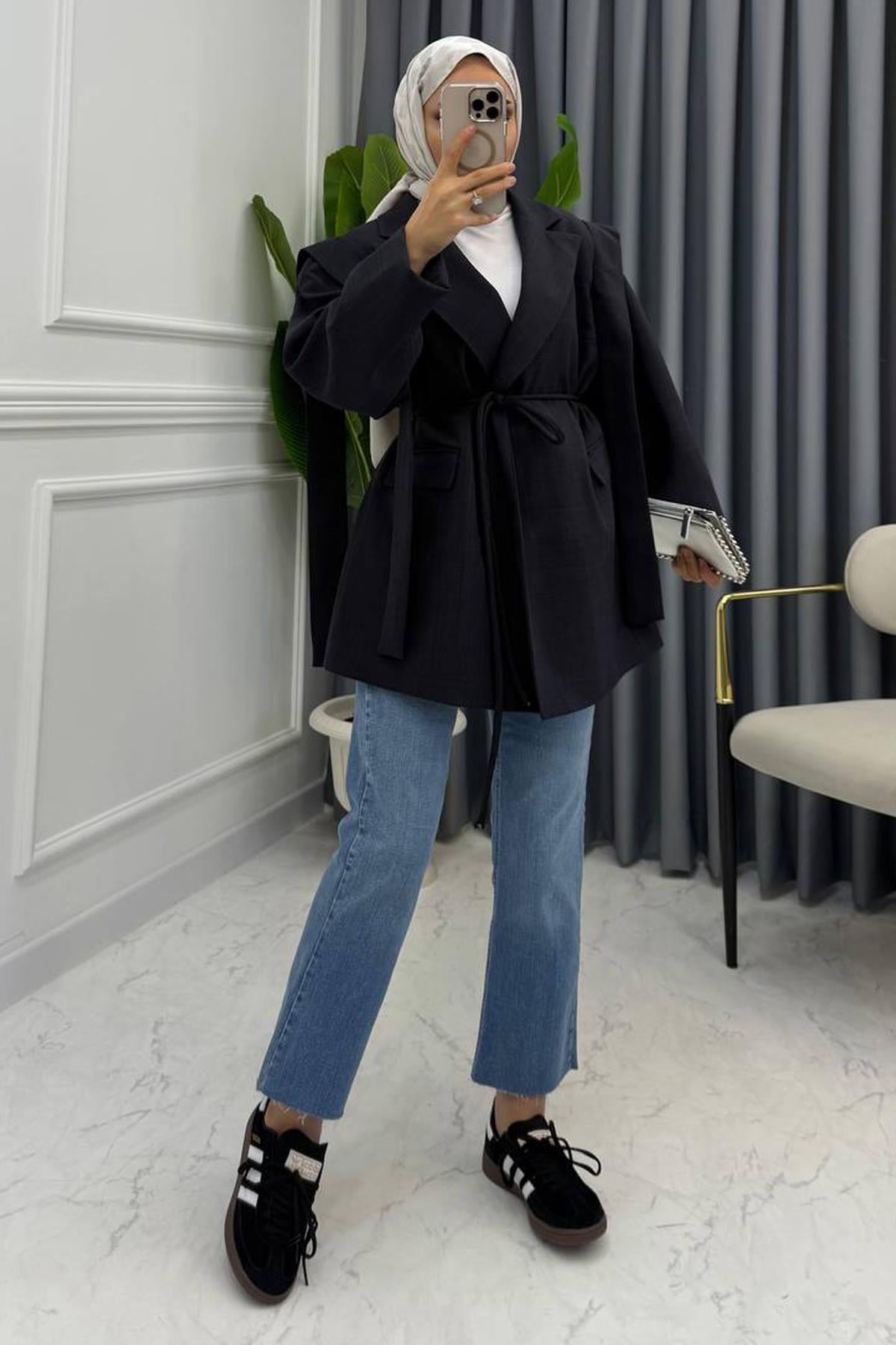 NİNA OMUZ DETAY BLAZER CEKET ANTRASİT