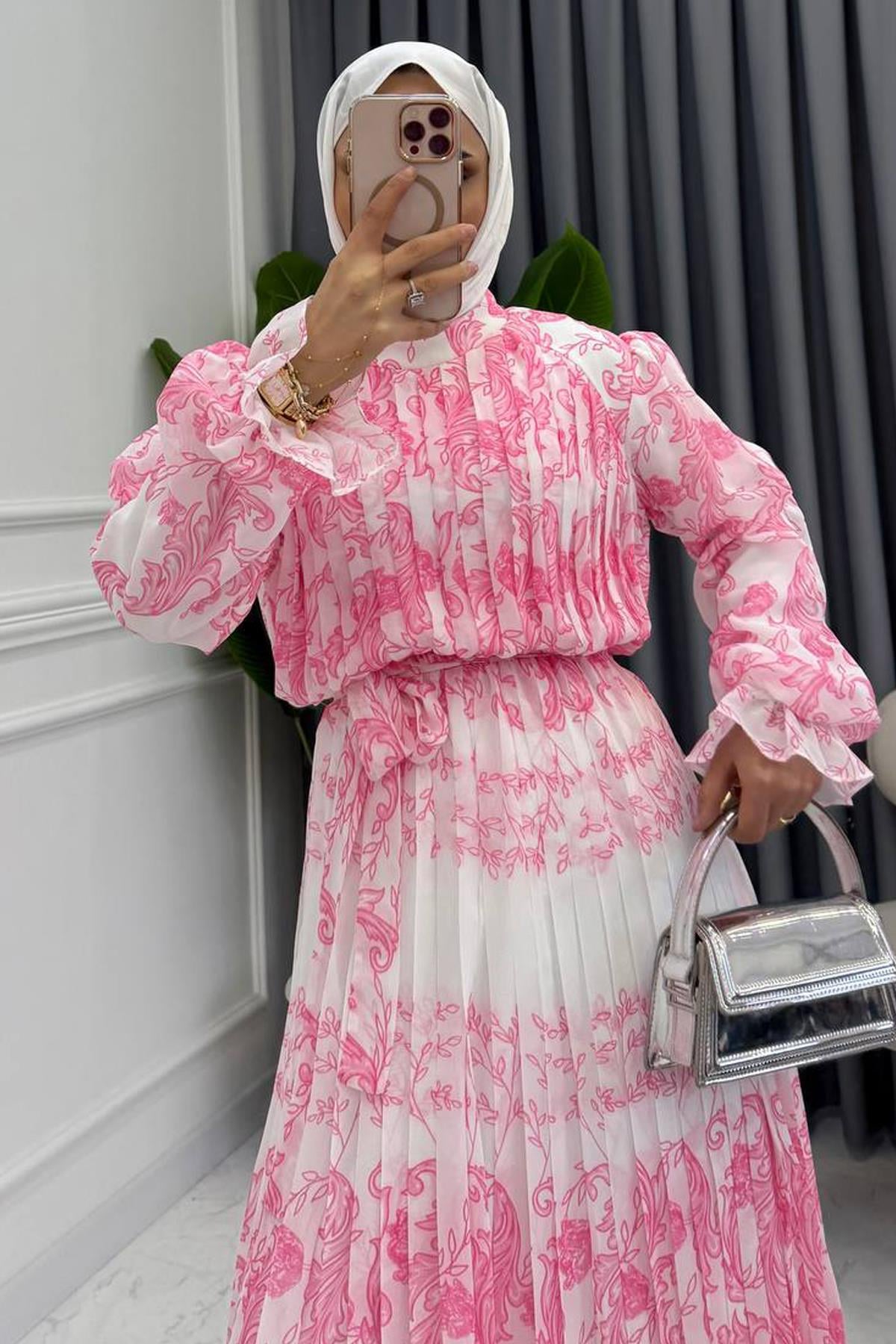 OLİVİA ŞİFON ELBİSE PEMBE