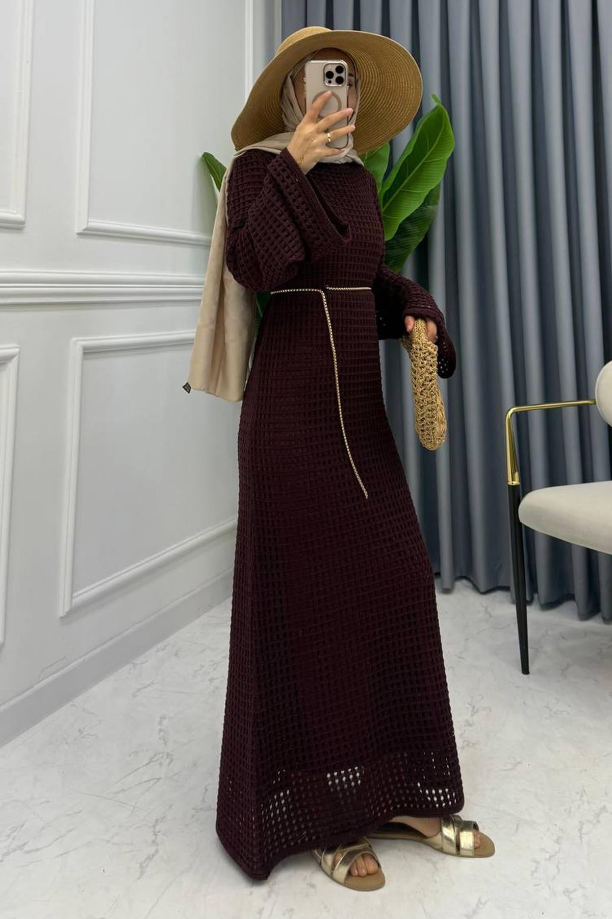 AJUR ELBİSE BORDO