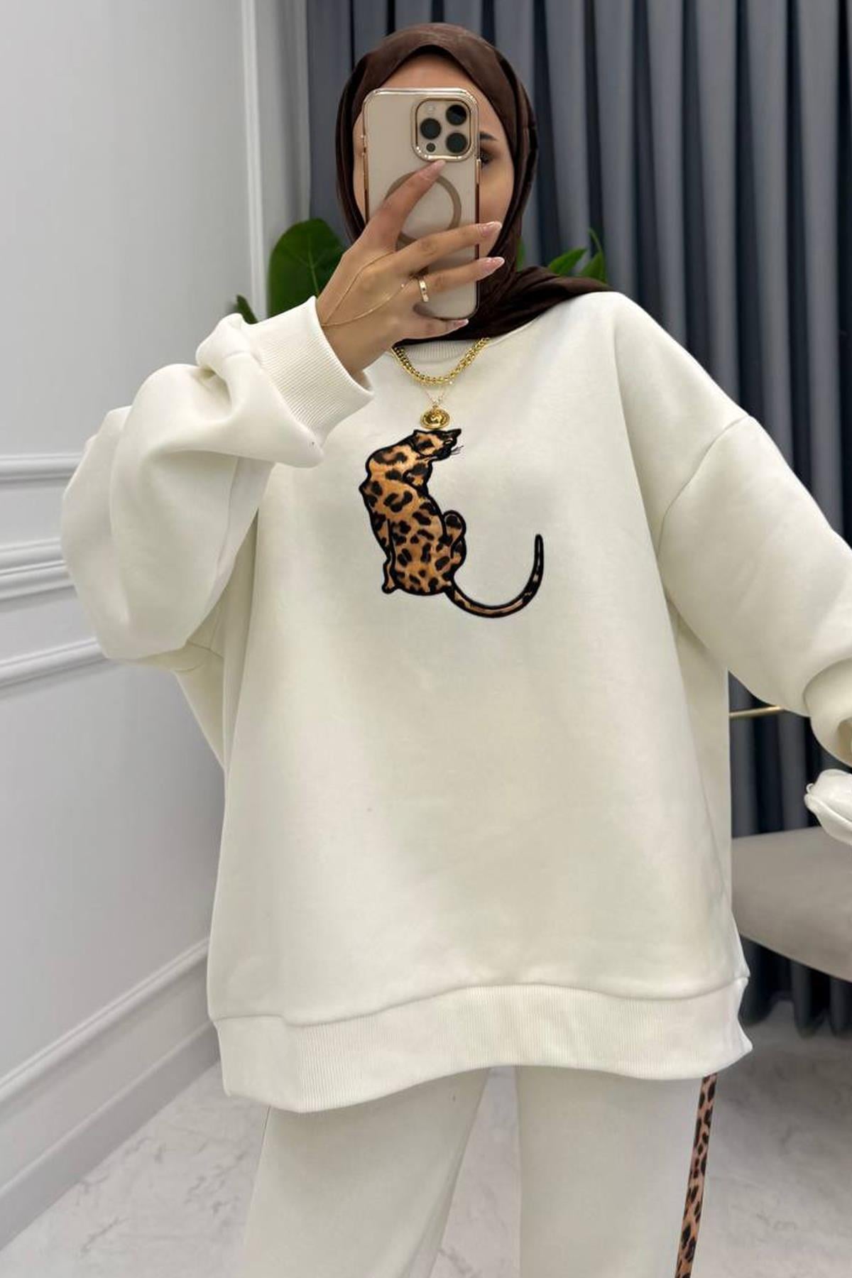 LEOPAR İKİLİ TAKIM BEYAZ