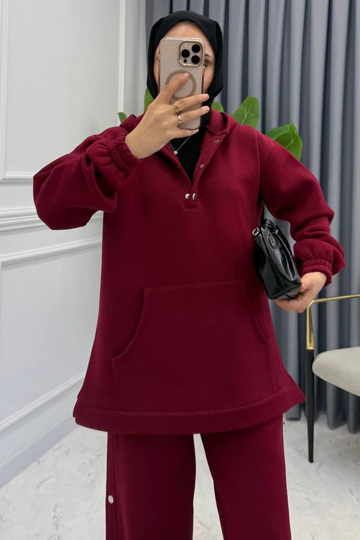 ÇITÇIT DETAY İKİLİ TAKIM BORDO