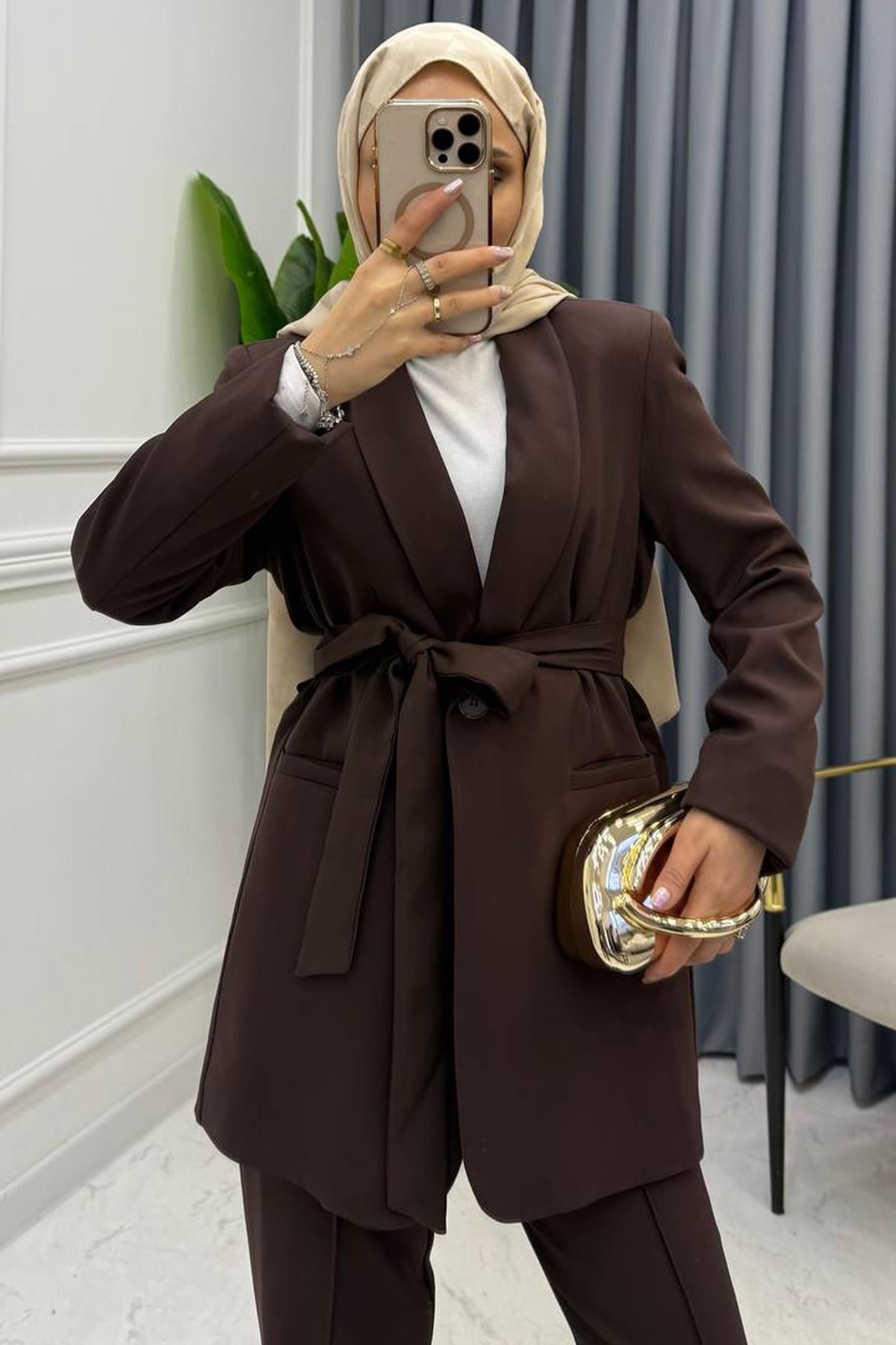 PREMİUM BLAZER TAKIM KAHVE