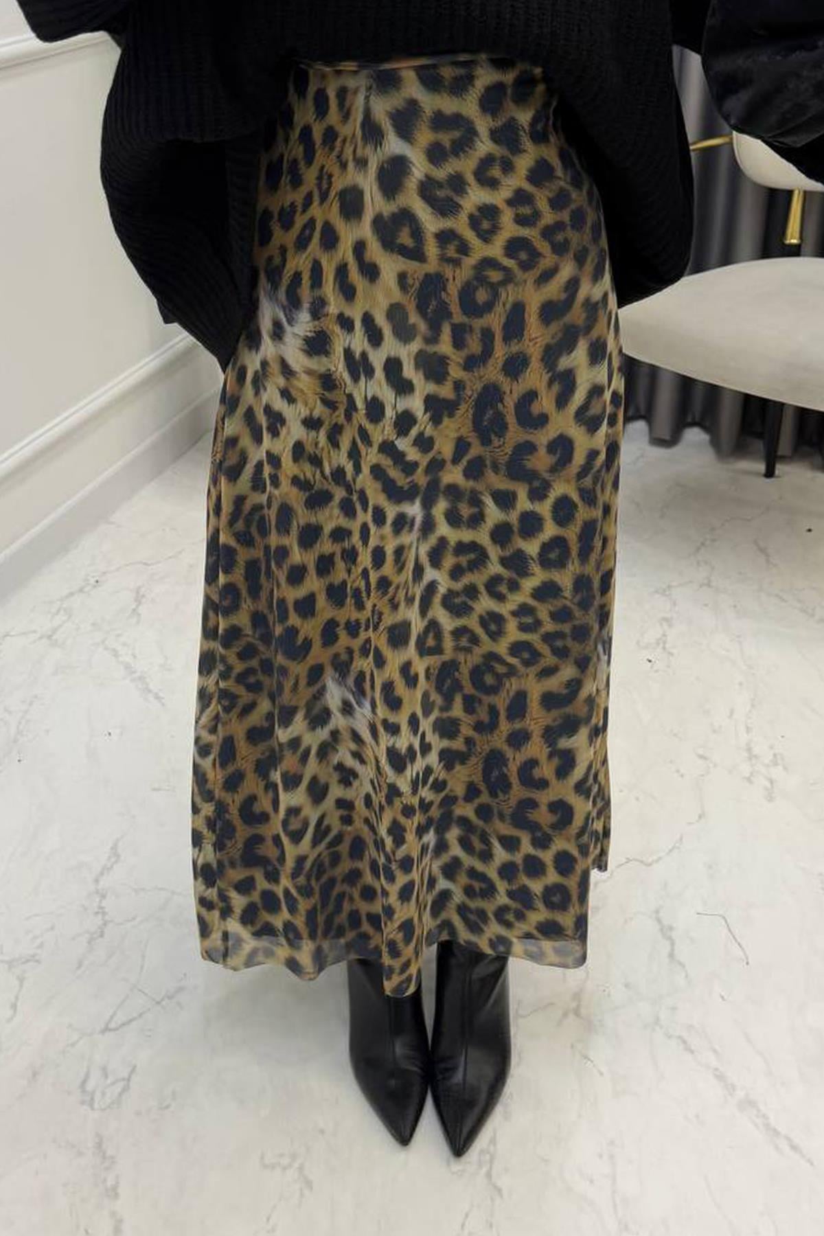 TÜL LEOPAR DESEN ETEK
