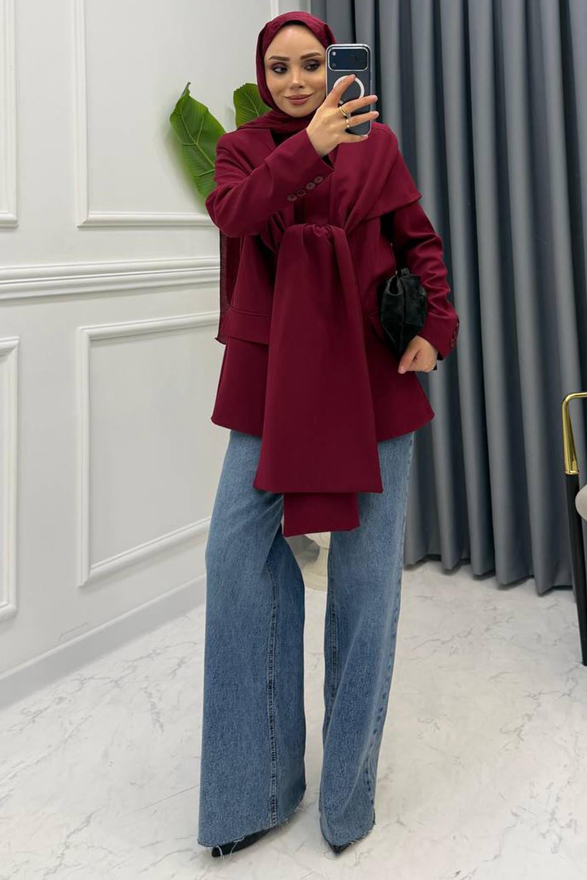 ZR MODEL BLAZER CEKET BORDO