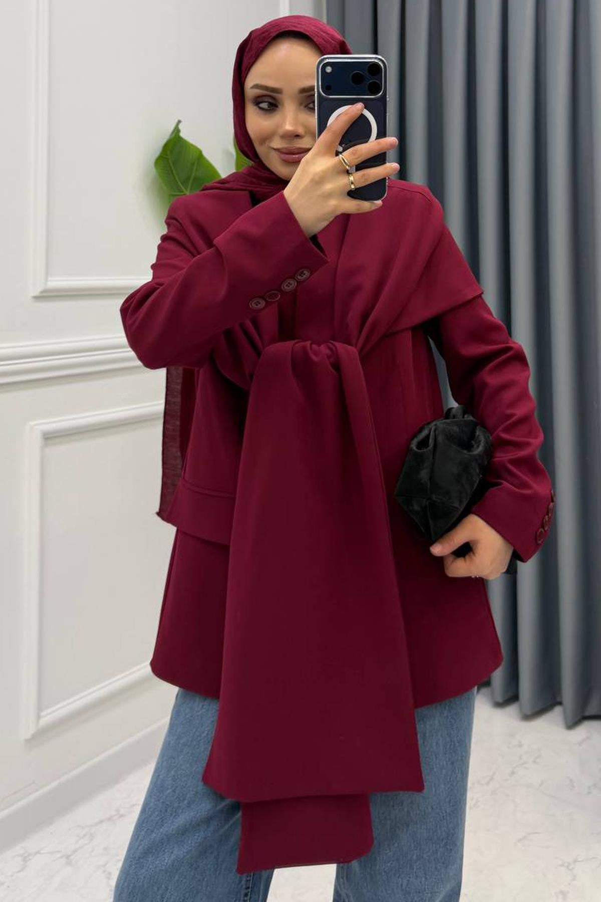 ZR MODEL BLAZER CEKET BORDO