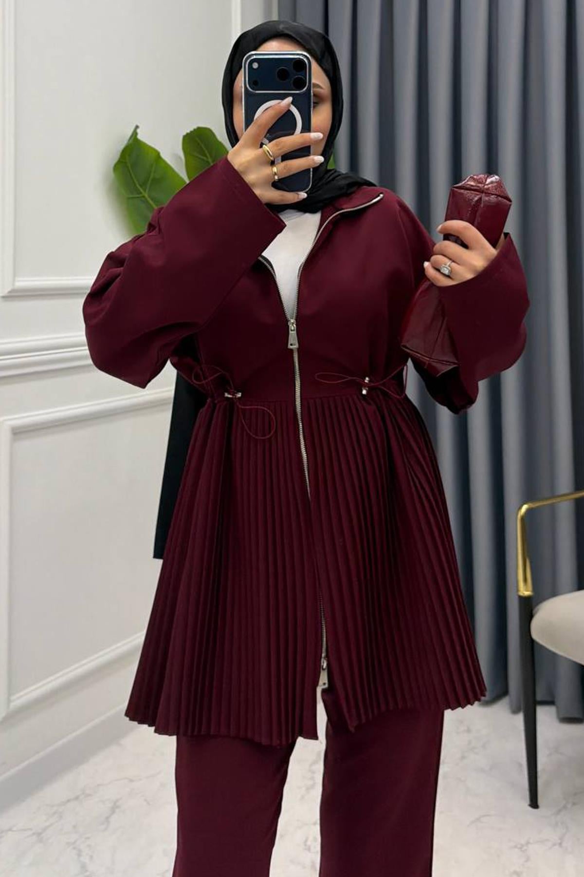 ETEĞİ PİLELİ İKİLİ TAKIM BORDO