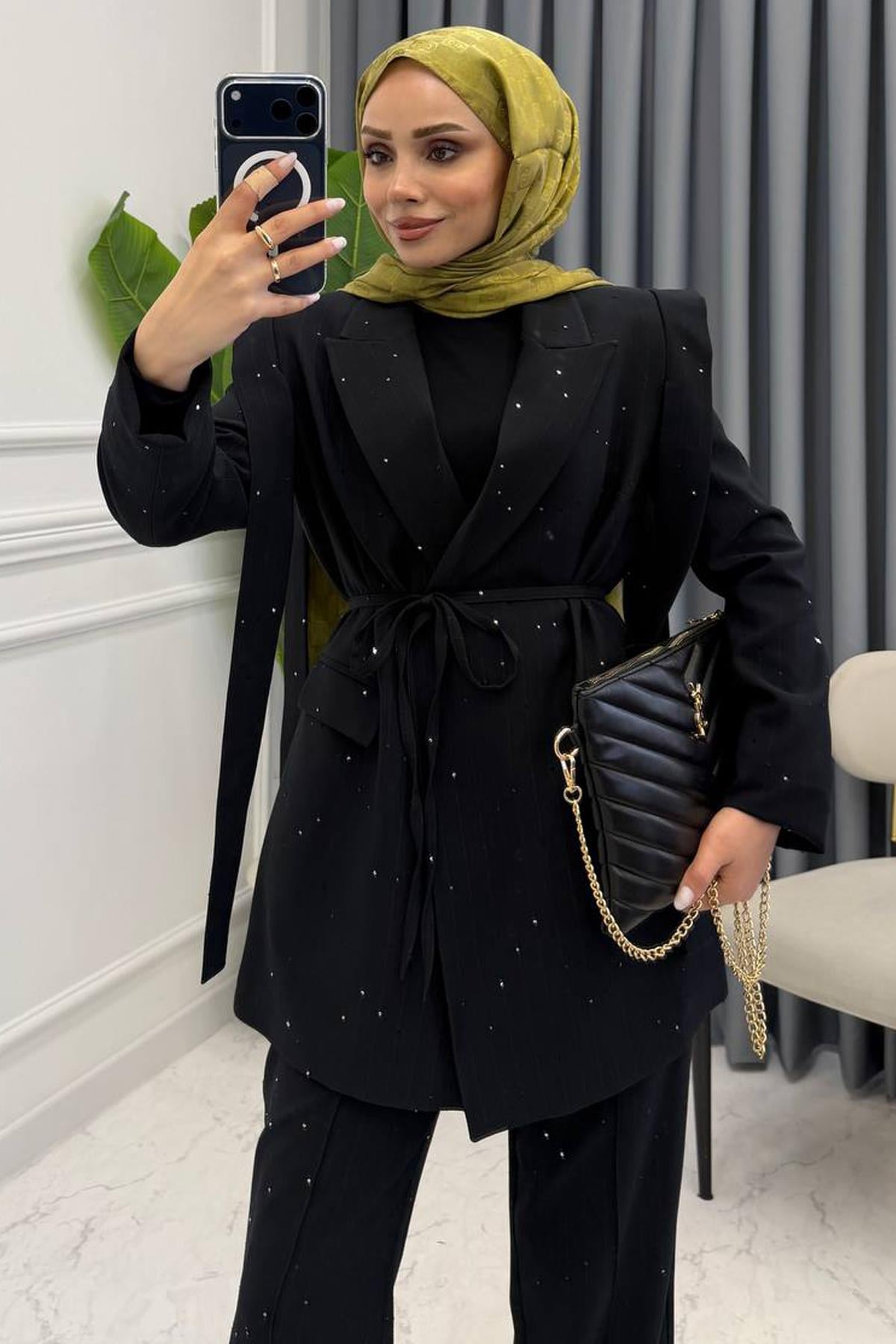 PREMİUM PUL DETAY TAKIM SİYAH