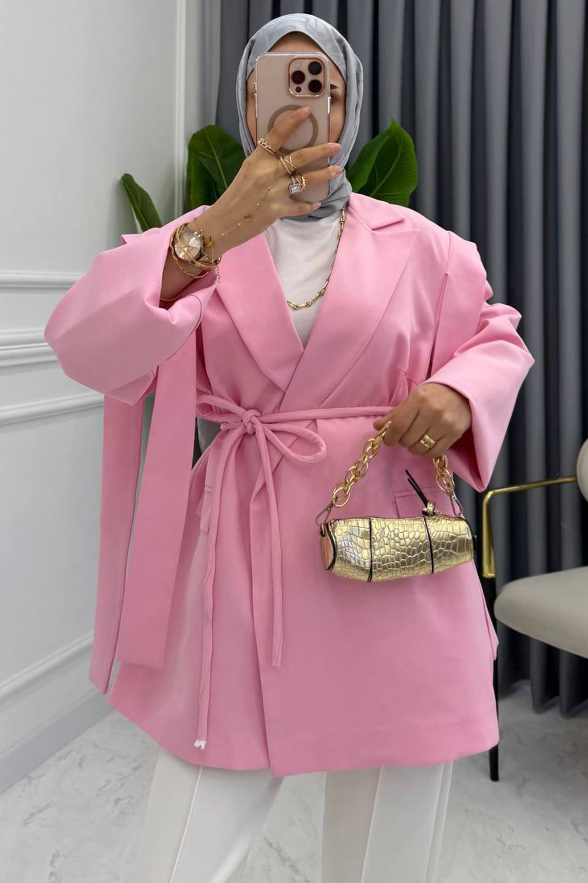 OMUZ TASARIM CEKET PEMBE