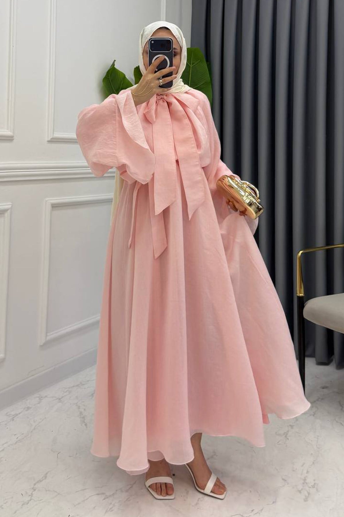 ALİNA VUAL ELBİSE  PEMBE