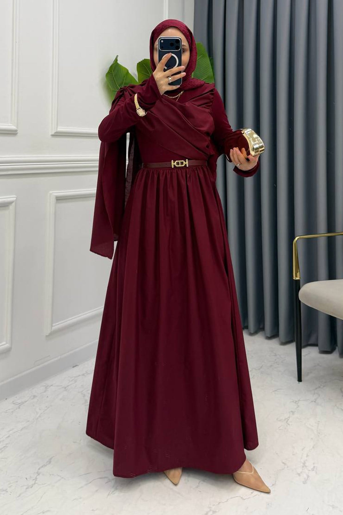 LUNA SANDY ELBİSE BORDO