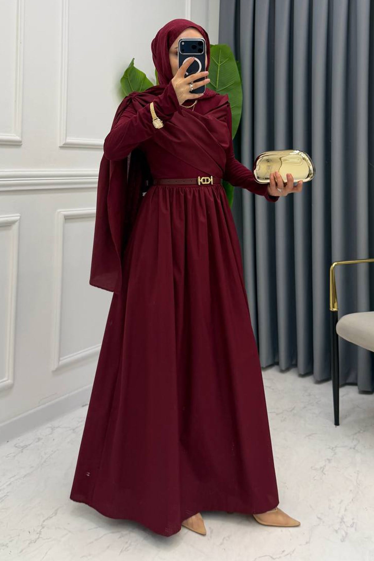 LUNA SANDY ELBİSE BORDO