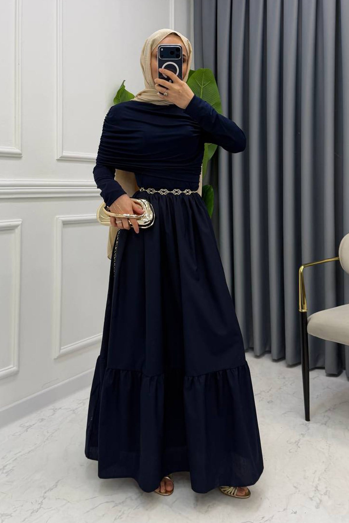 MARİ SANDY ELBİSE LACİVERT