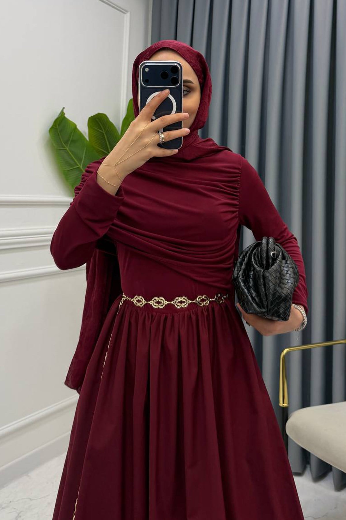 MARİ SANDY ELBİSE BORDO