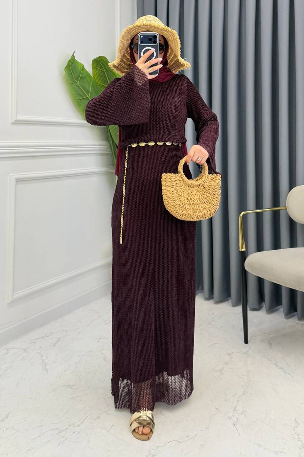 LENA  AJUR ELBİSE BORDO