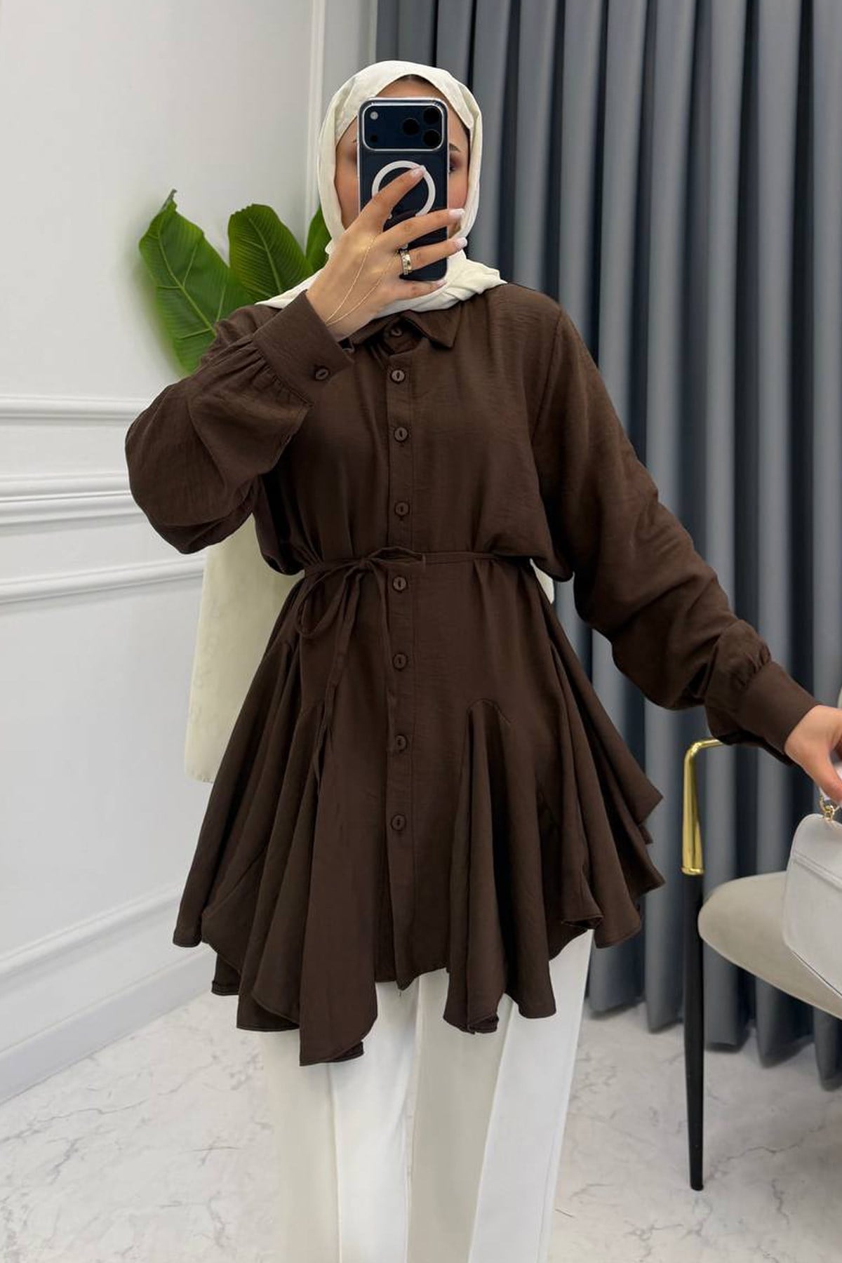 LEVİN KETEN GÖMLEK KAHVE