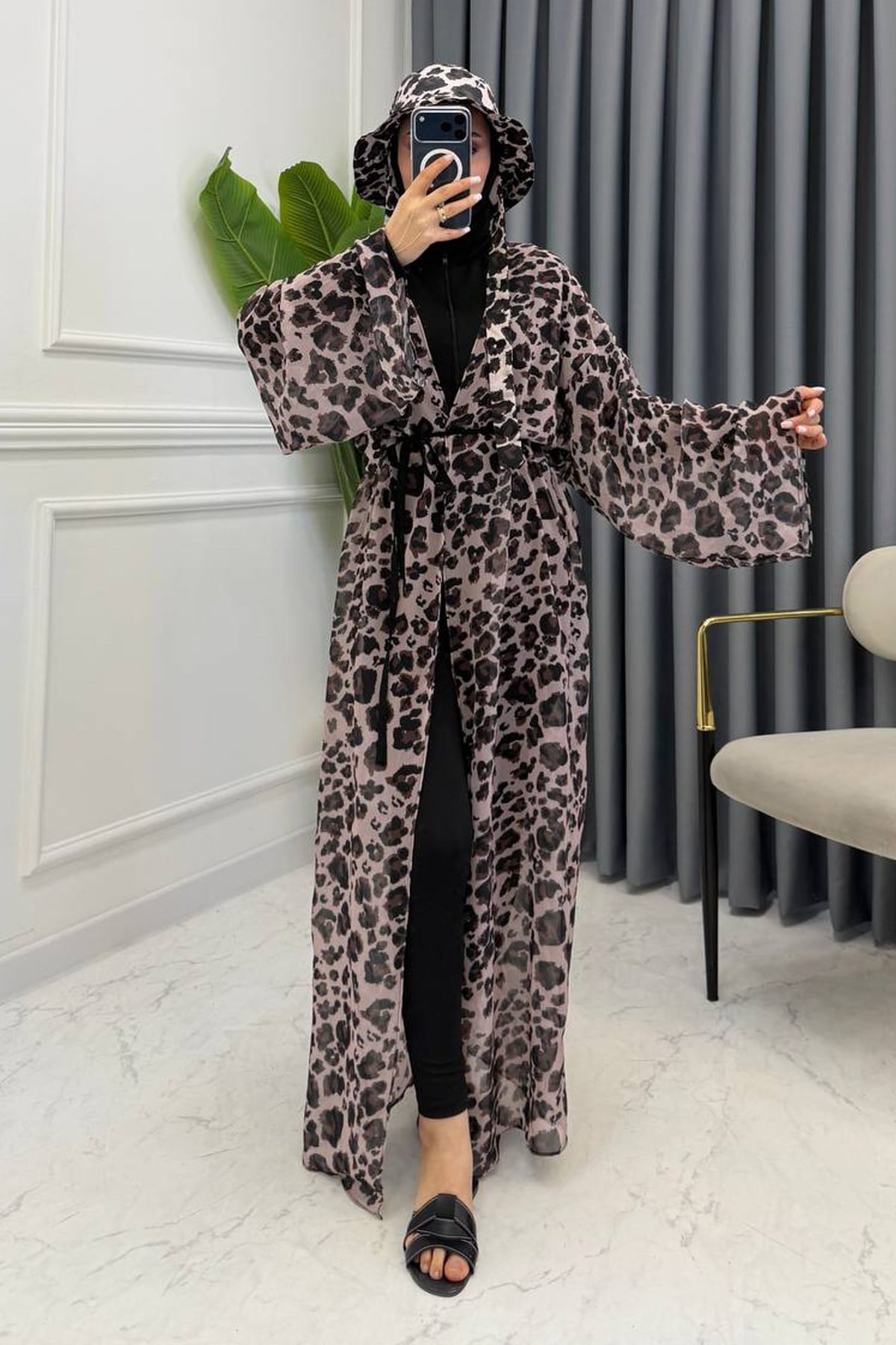 DESENLİ UZUN PAREO LEOPAR
