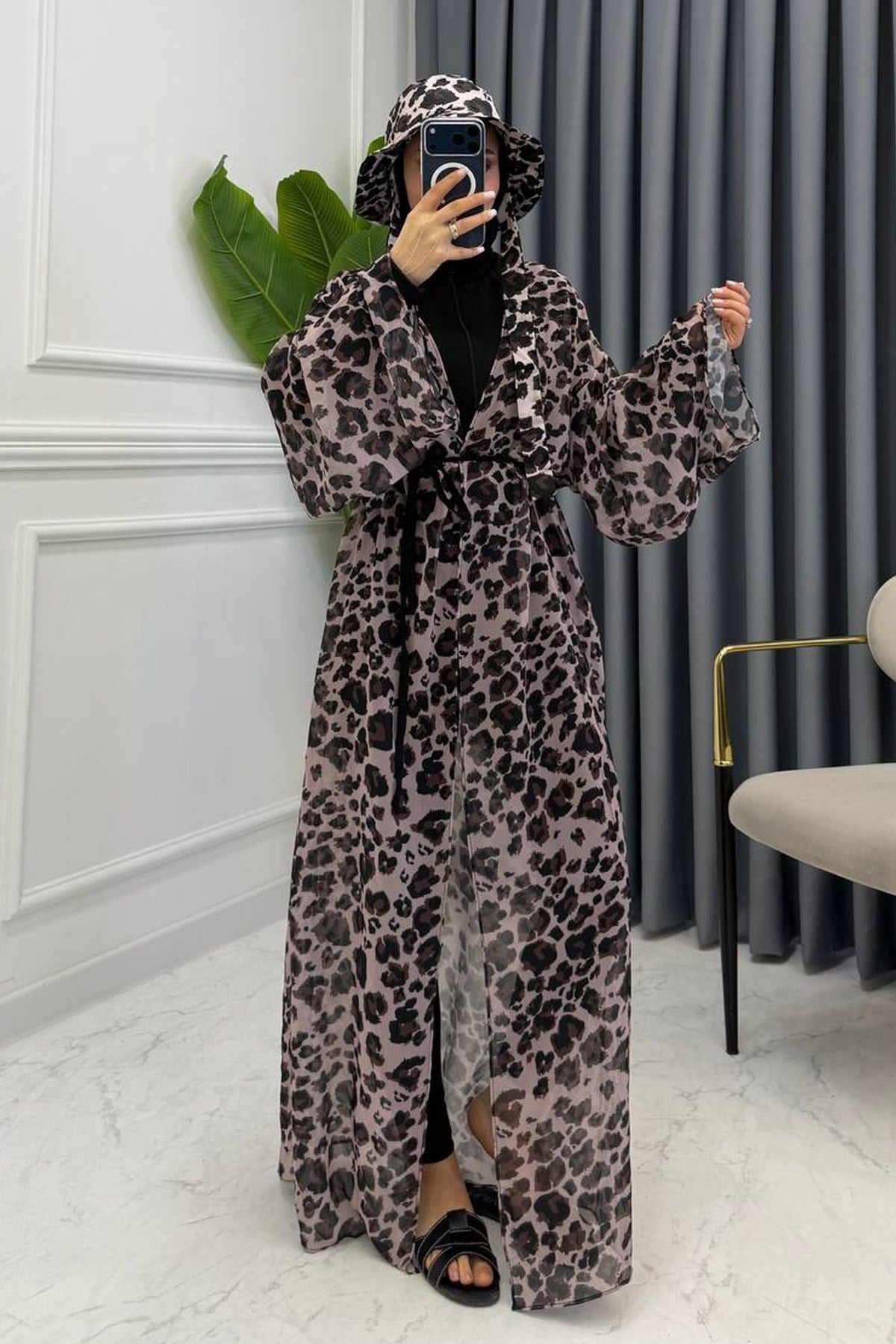 DESENLİ UZUN PAREO LEOPAR