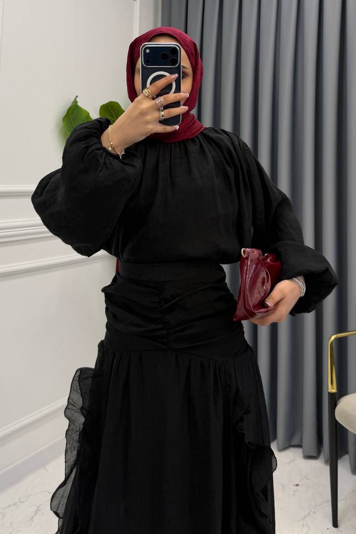 ALİVİA ORGANZE ETEK TAKIM SİYAH