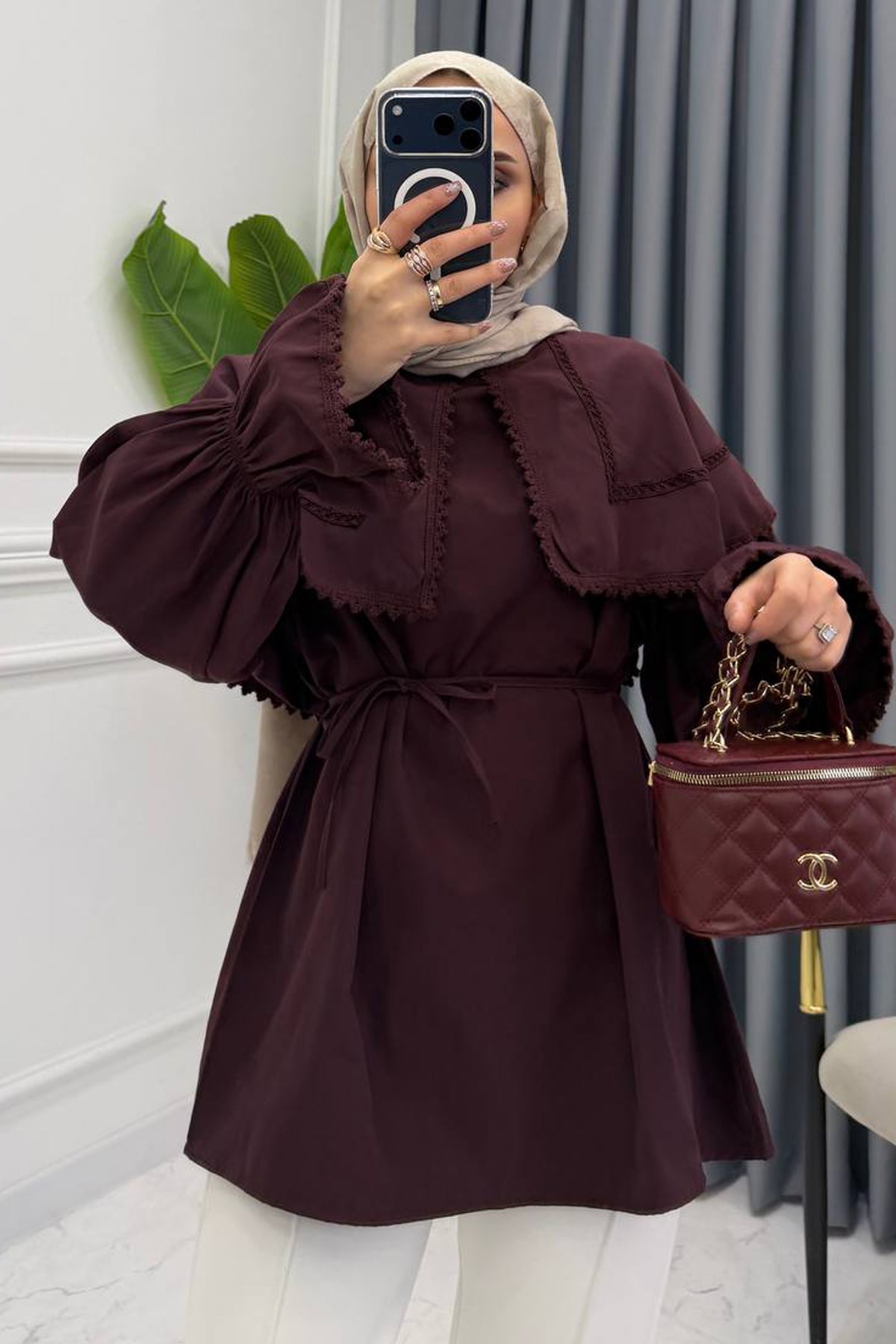 BEBE YAKA DANTELLİ GÖMLEK MÜRDÜM